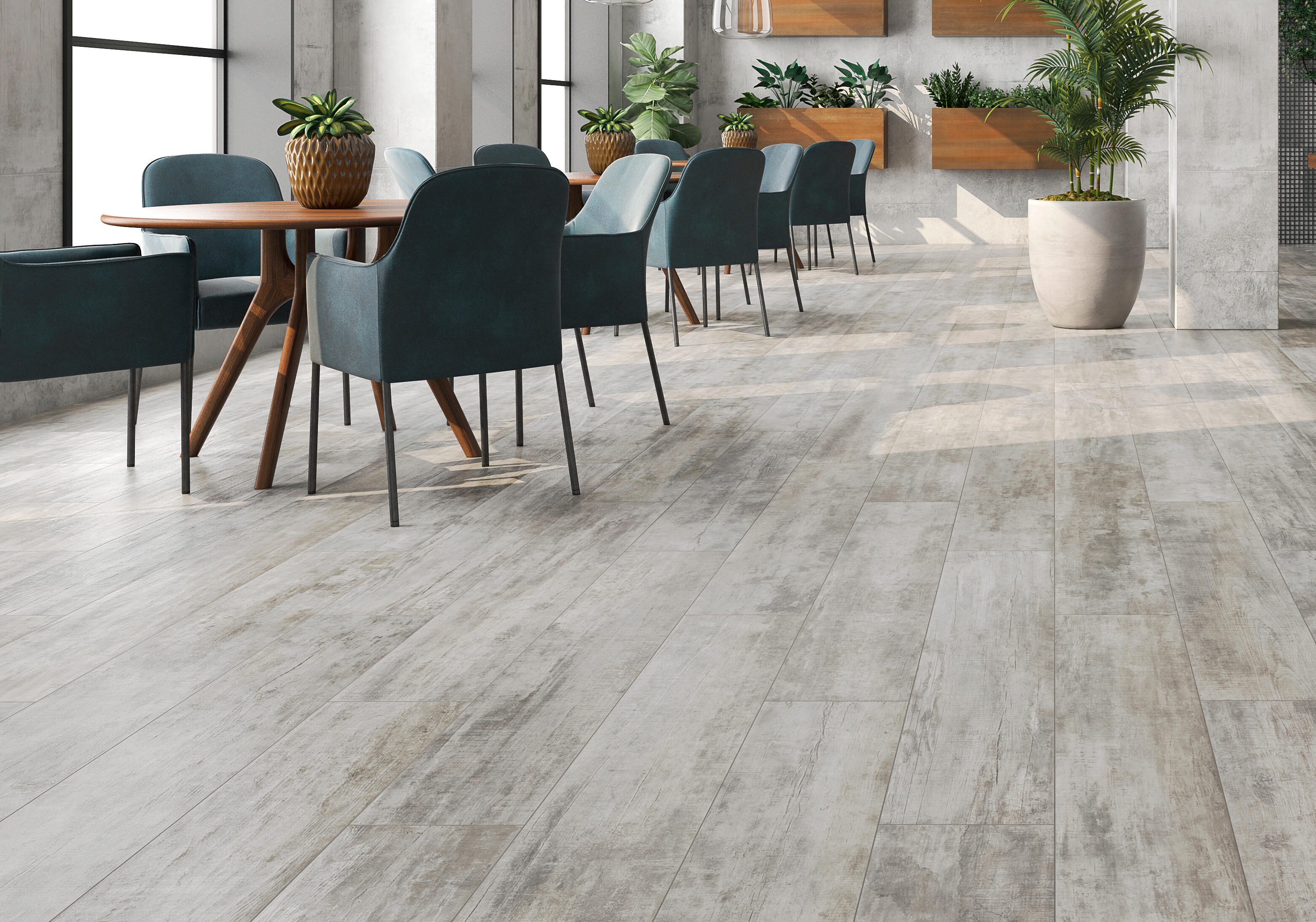 Suelo porcelánico rafter efecto madera gris 24x150 cm c1 saloni