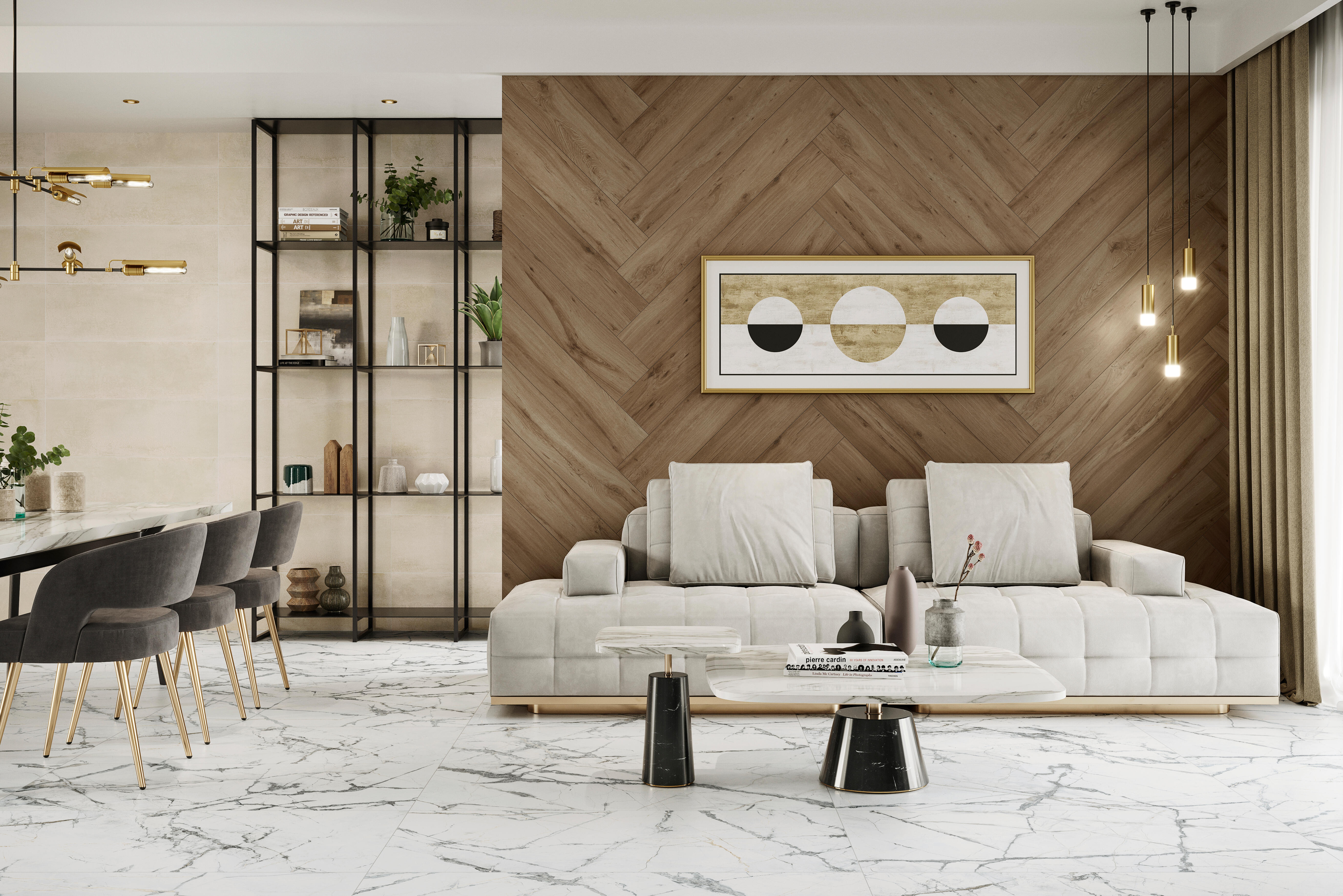 Suelo porcelánico marmi efecto mármol nieve 60x120 cm c1 artens