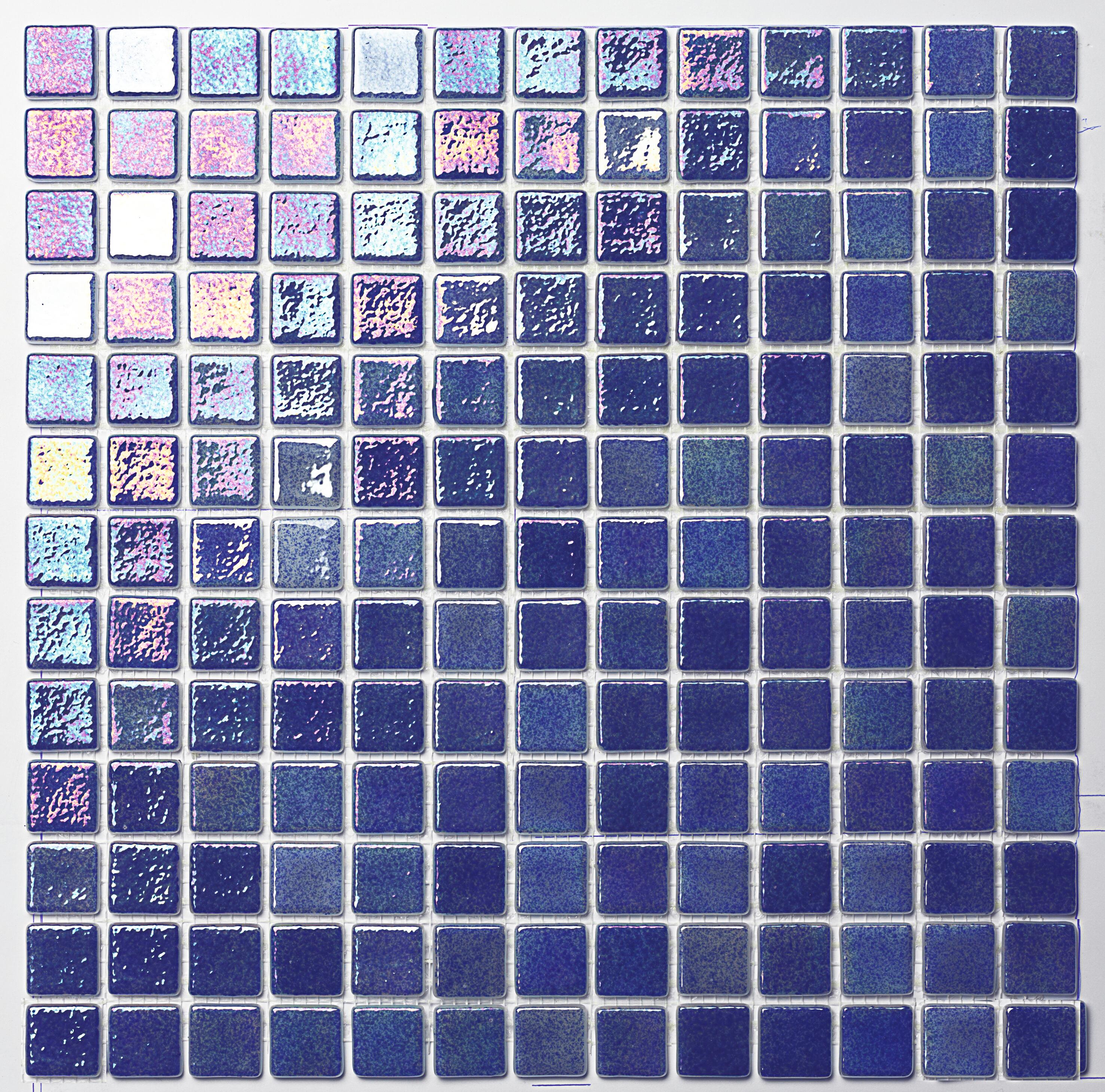 Leroy Color Example Azulejo mosaico vidrio Iris Dark efecto color plano azul 31.6x31.6 cm ...