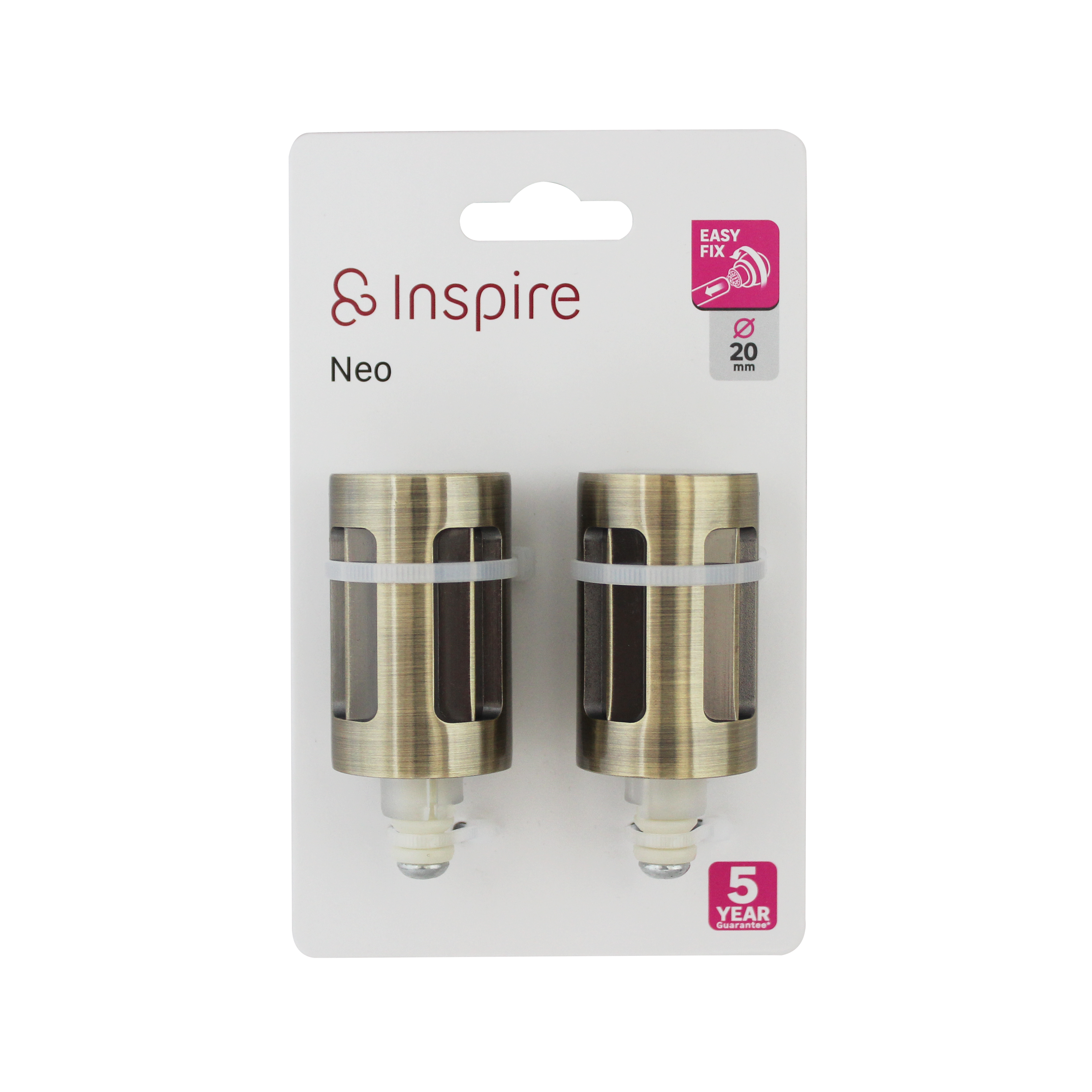 2 terminais para varão de cortina D20mm alumínio easyfix bronze Inspire dourado - 4