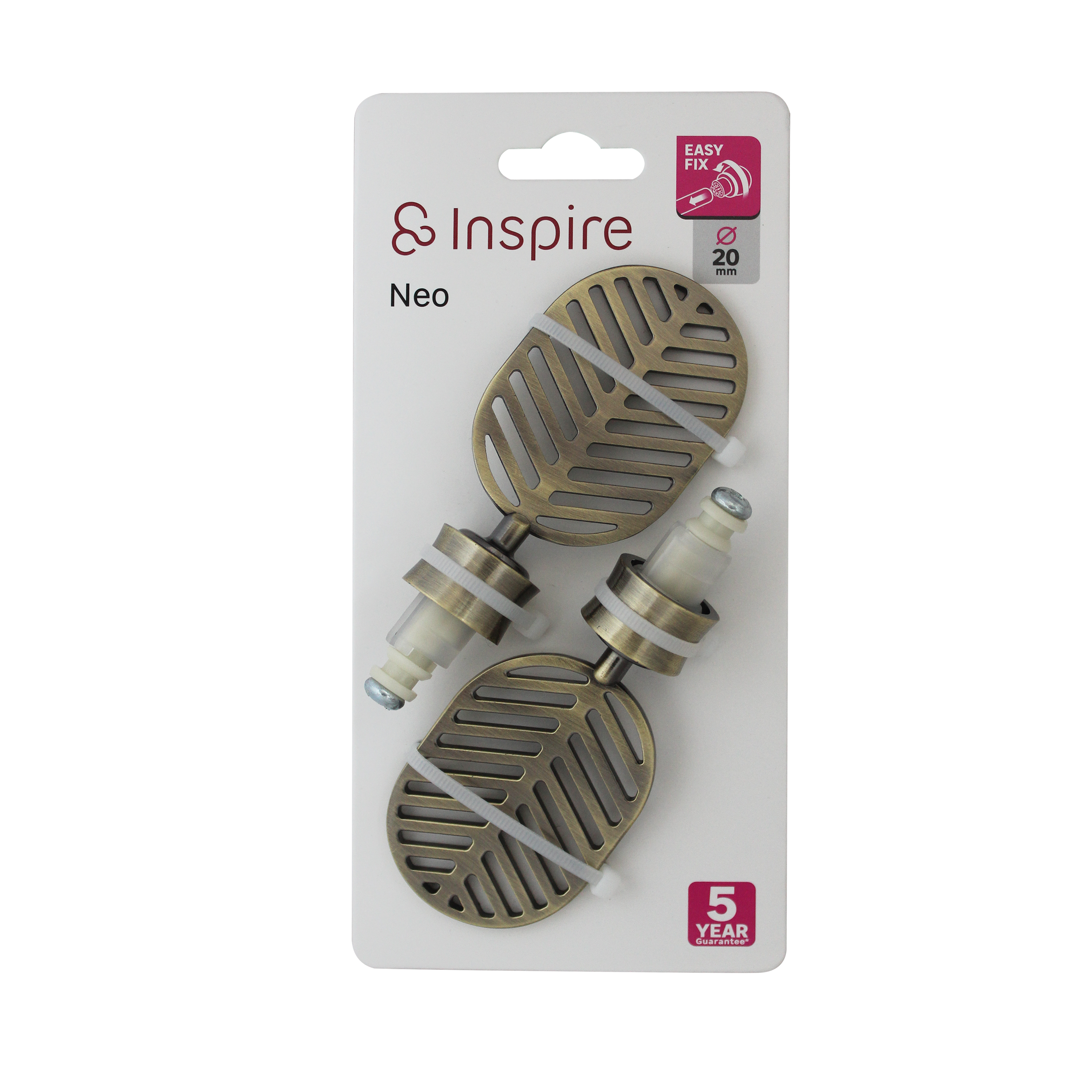 2 Terminales para barra de cortina Neo leaf Hoja Neoclassic INSPIRE aluminio bronce para barra diámetro 20 mm - 5