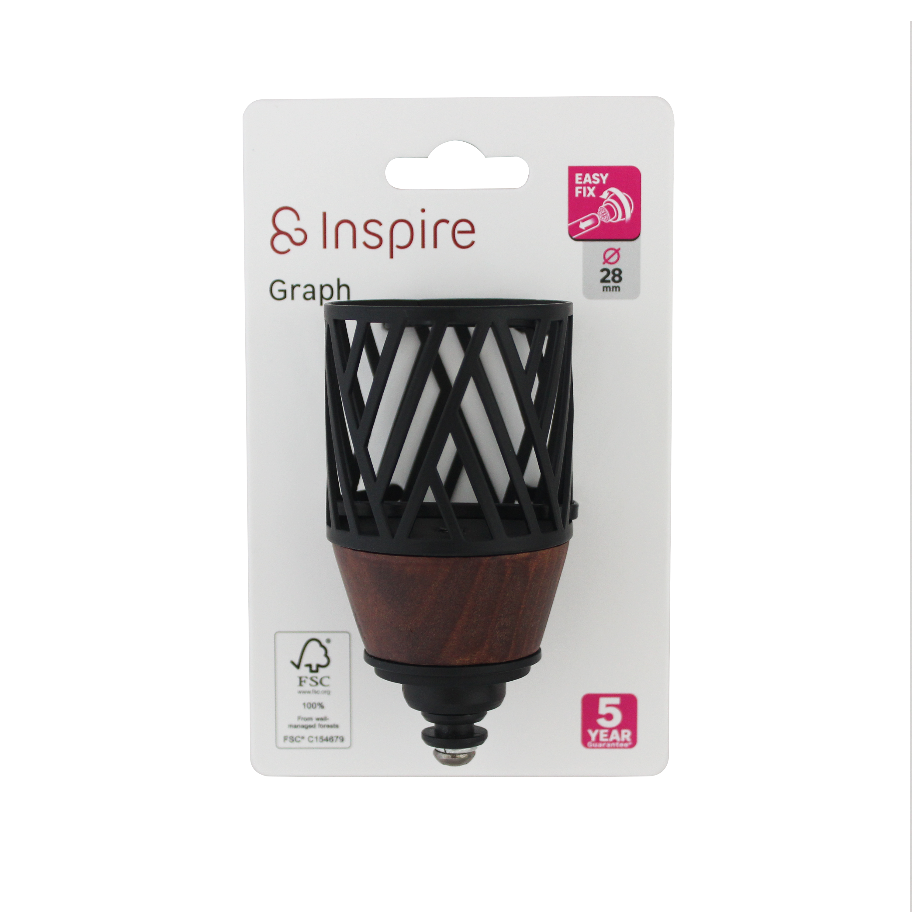 1 Terminal para barra de cortina Kanel Design INSPIRE acero negro mate para barra diámetro 28 mm - 5