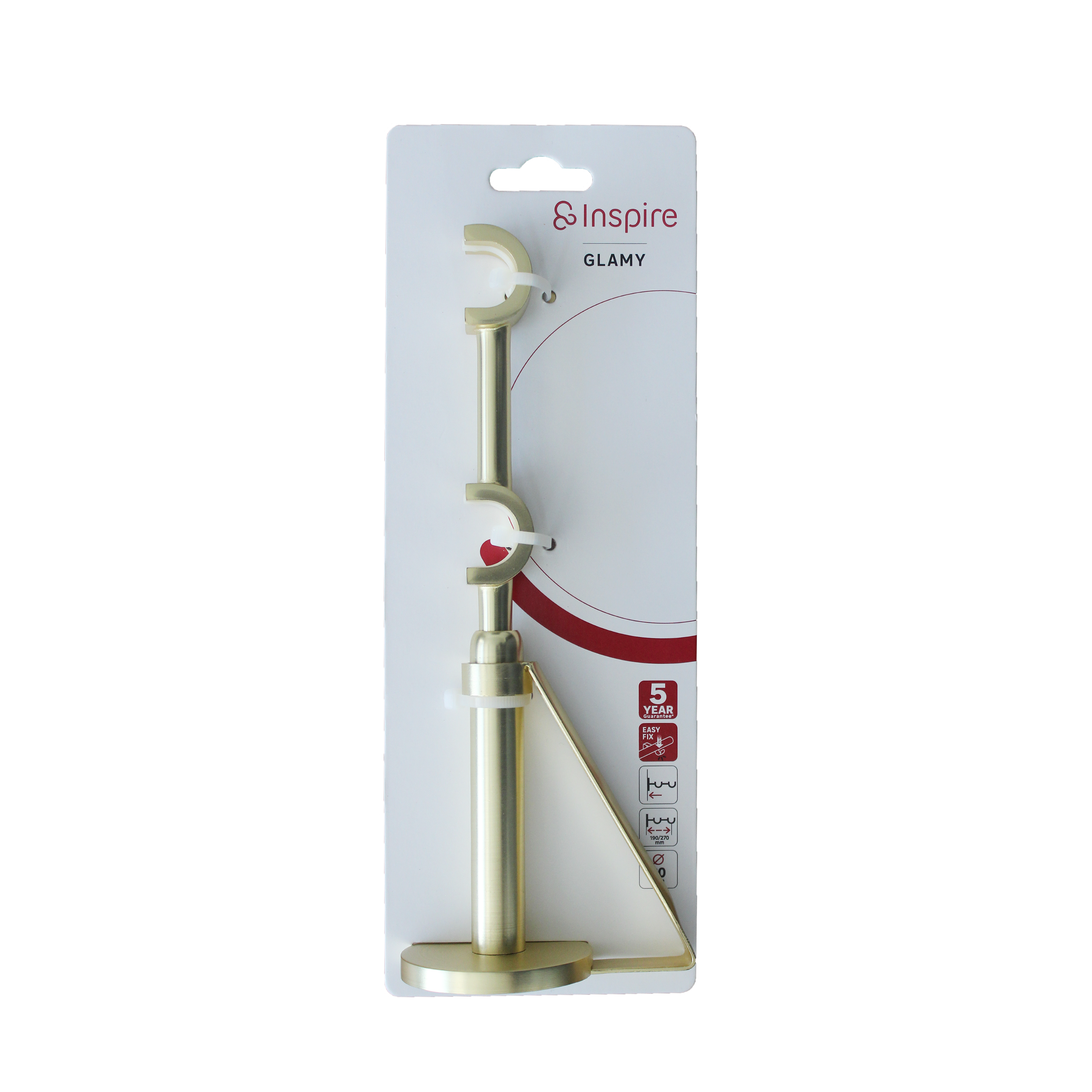 1 Soporte a techo para 2 barras diámetro 20 mm Glamour INSPIRE aluminio oro mate cepillado 27 cm - 6