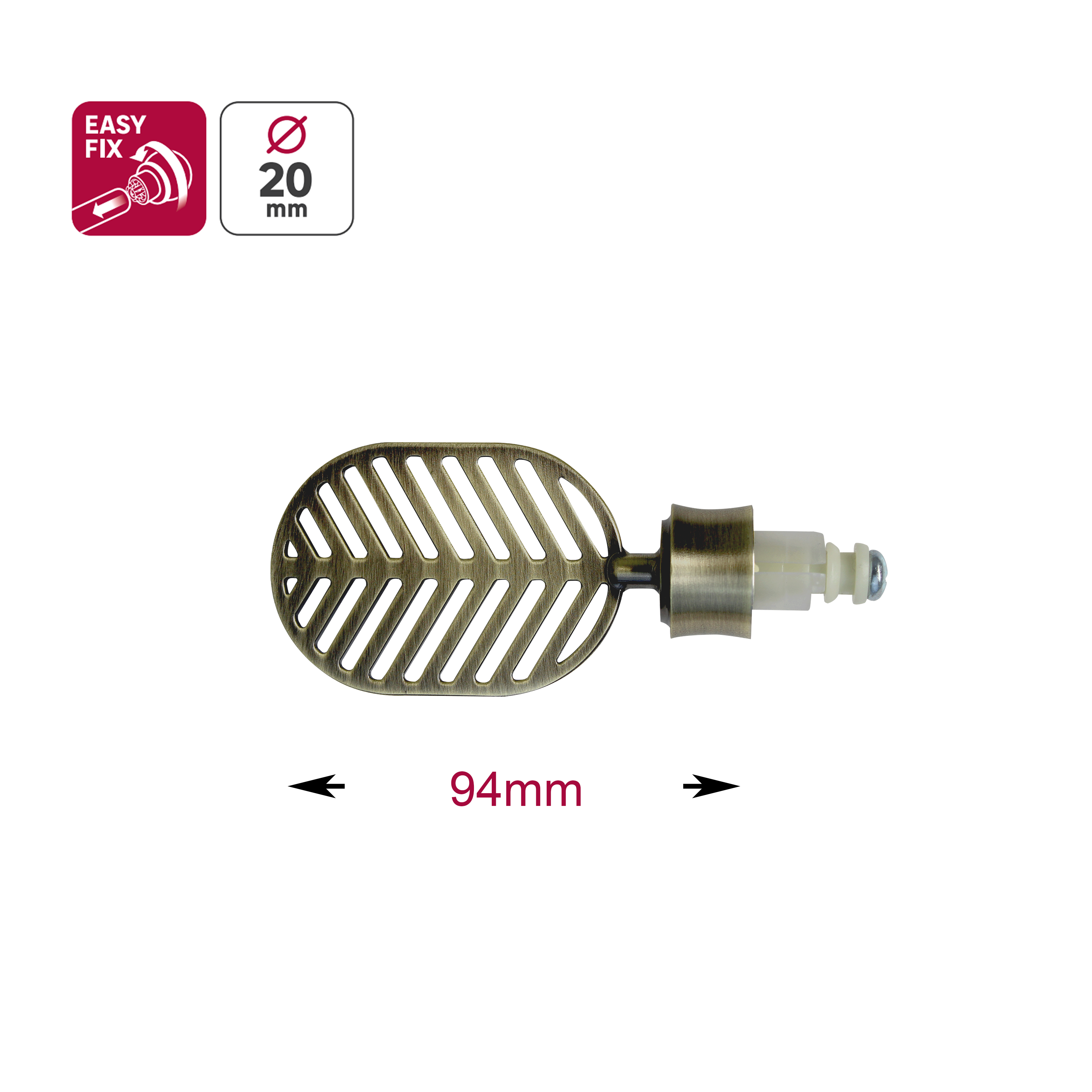 2 Terminales para barra de cortina Neo leaf Hoja Neoclassic INSPIRE aluminio bronce para barra diámetro 20 mm - 3