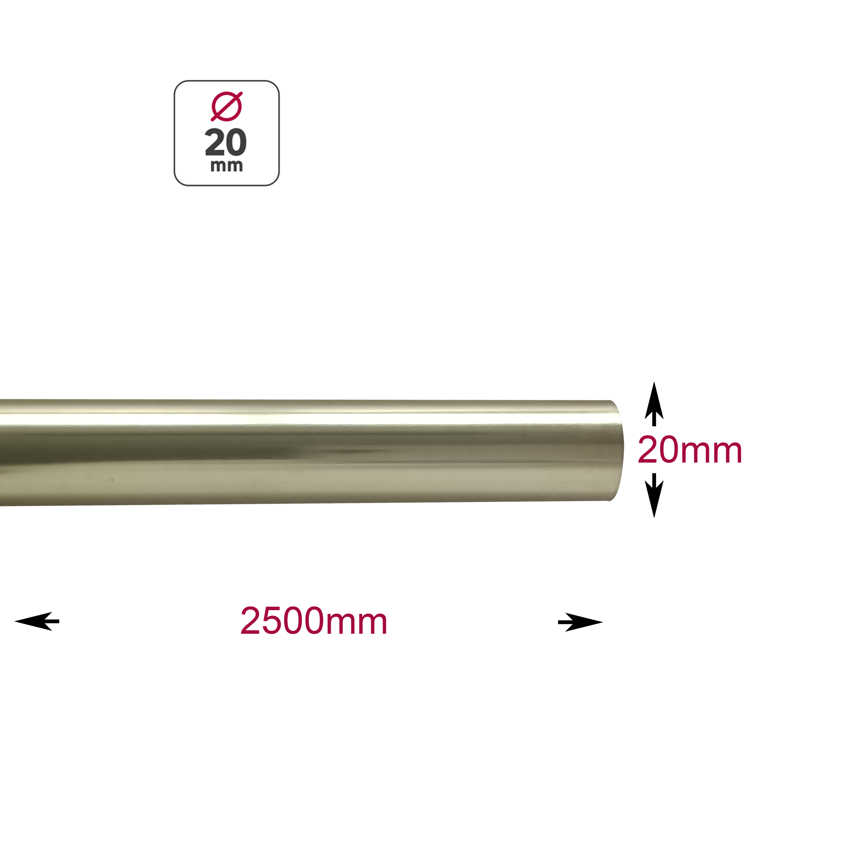 Barra de cortina d 20 mm hierro glamy inspire oro mate 250 cm
