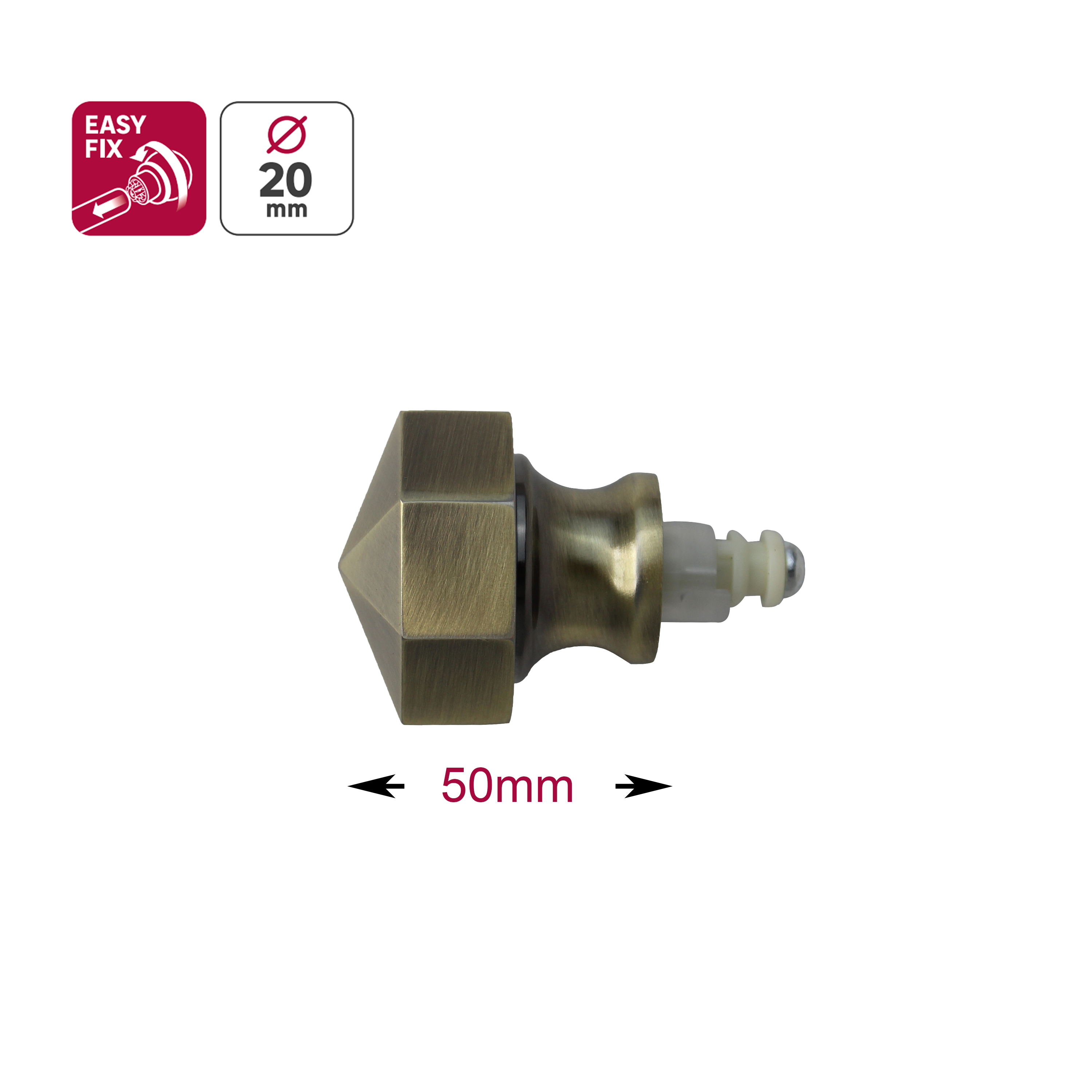 2 terminais para varão de cortina D20mm alumínio Neo bronze Inspire dourado - 3