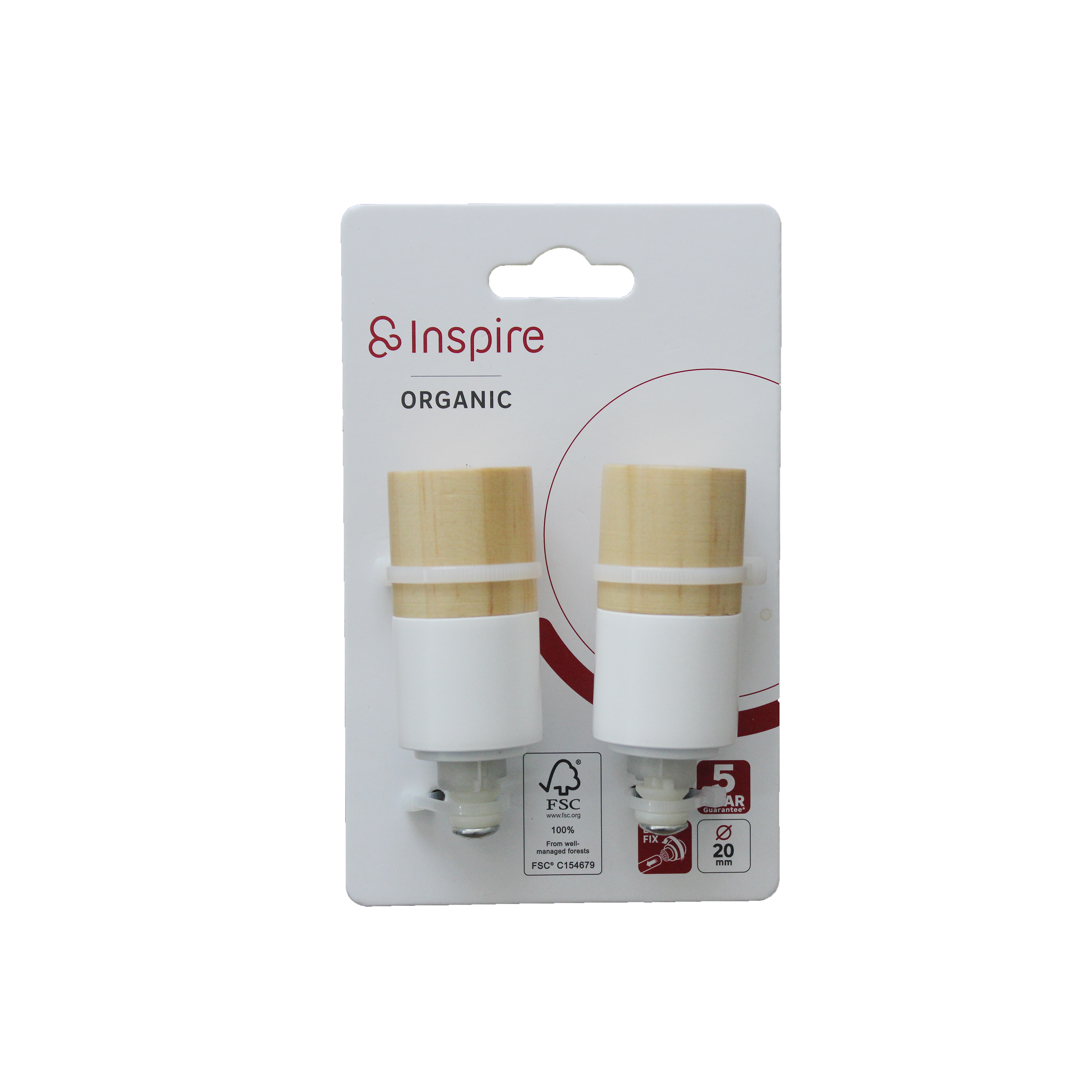 2 terminais para varão de cortina D20mm alumínio Organic Inspire branco - 5