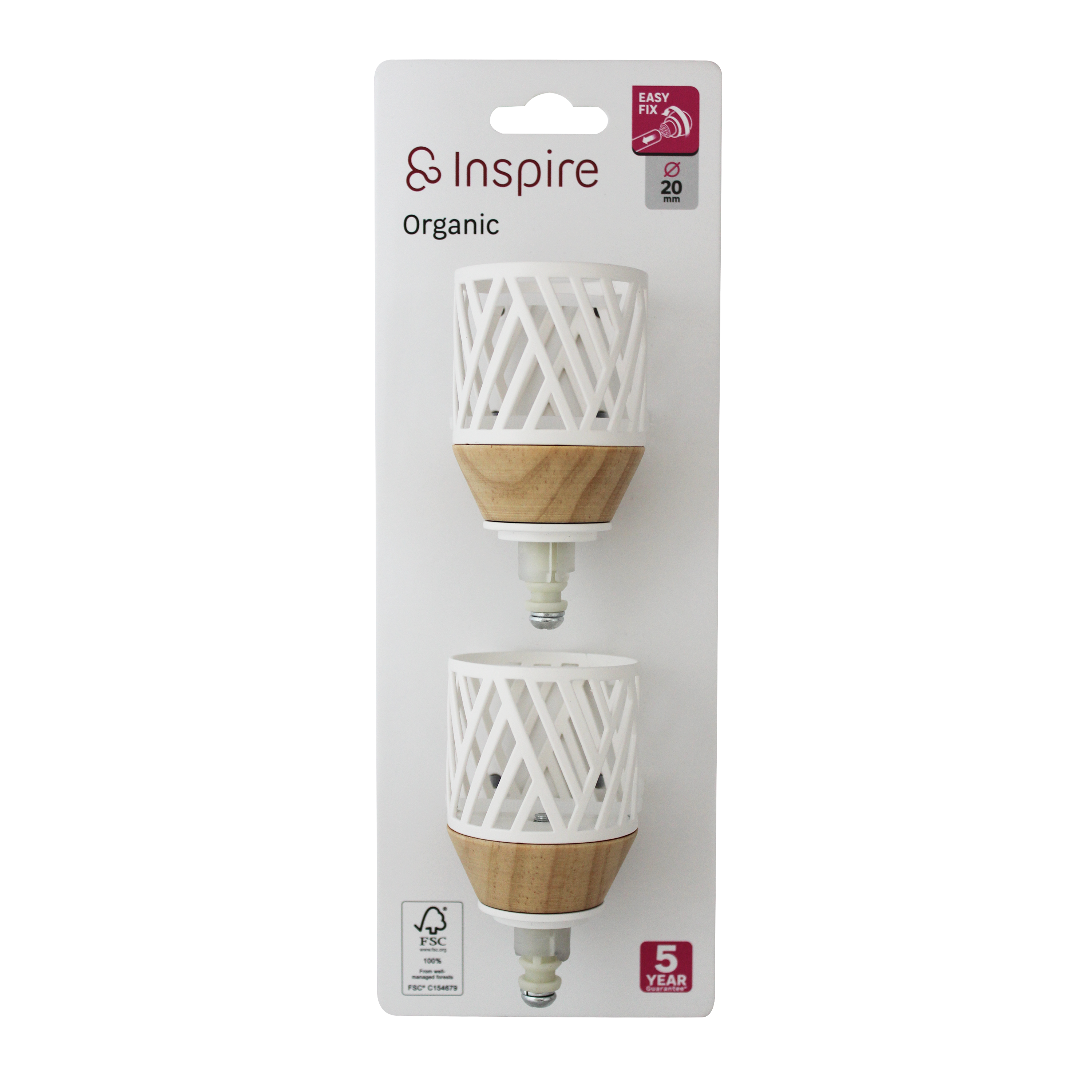 2 terminais para varão de cortina D20mm aço easyfix branco Inspire branco - 4