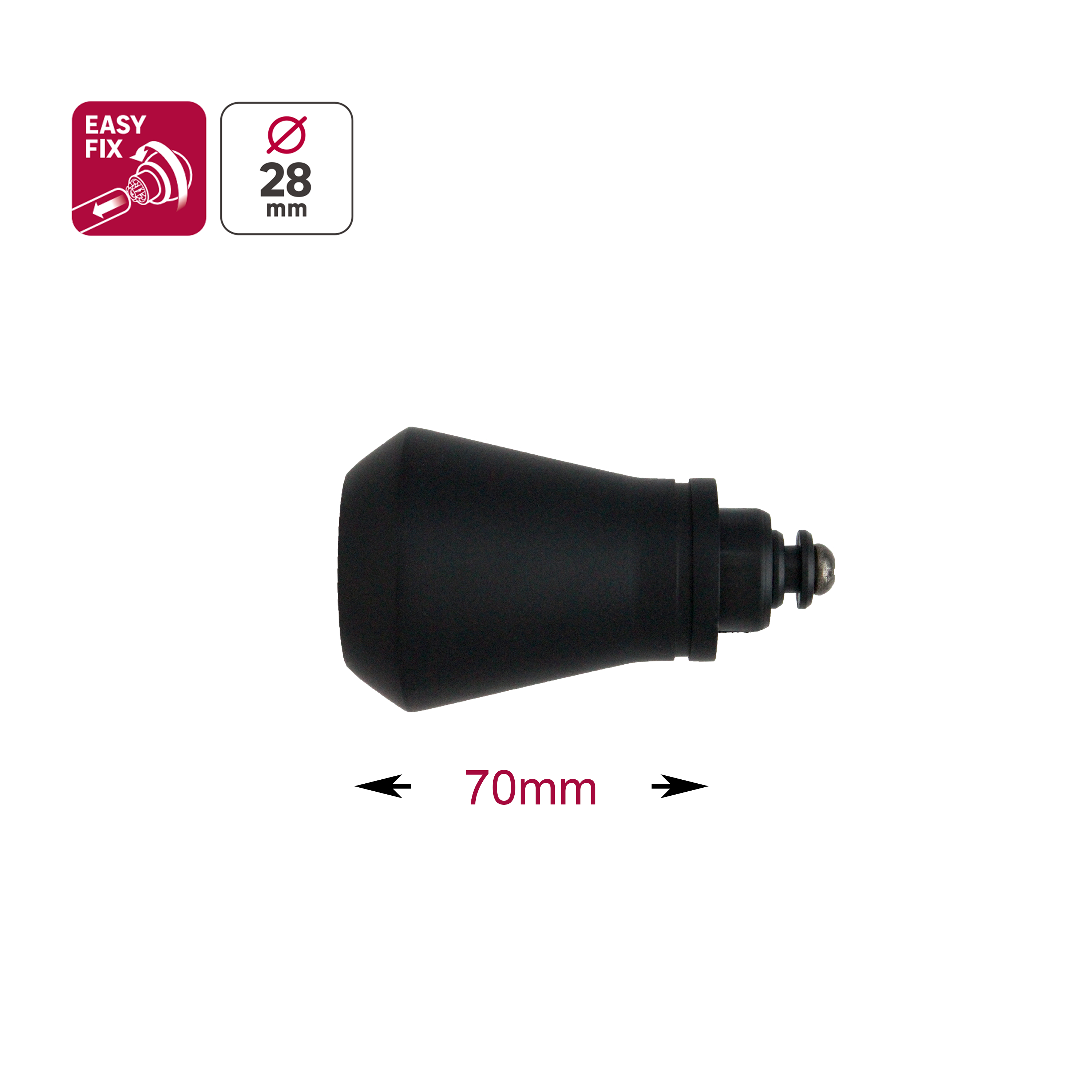 1 terminal para varão de cortina D28mm alumínio Graph preto mate Inspire preto - 3