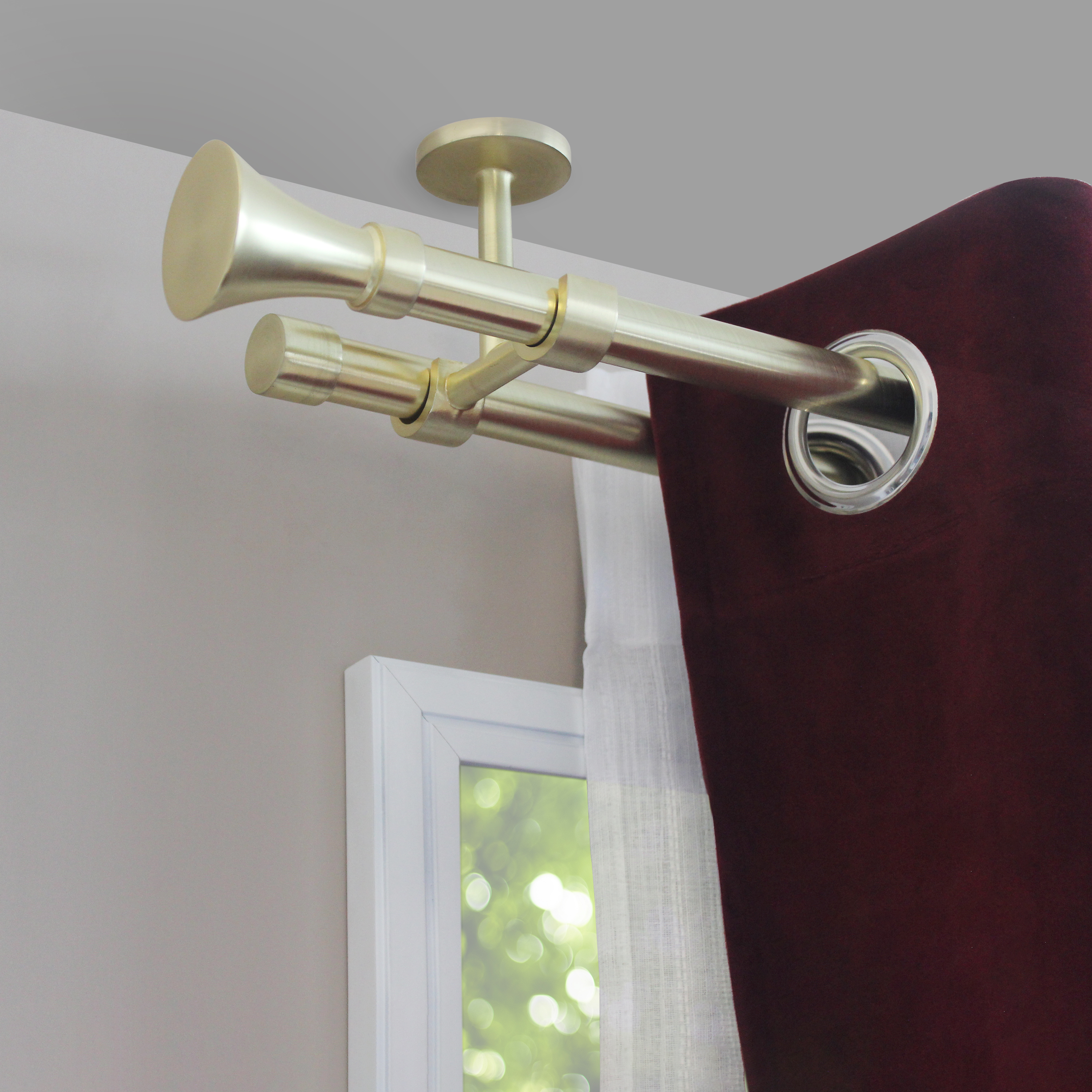 1 Soporte a techo para barra diámetro 20 mm Glamour INSPIRE aluminio oro mate cepillado 8.5 cm - 2