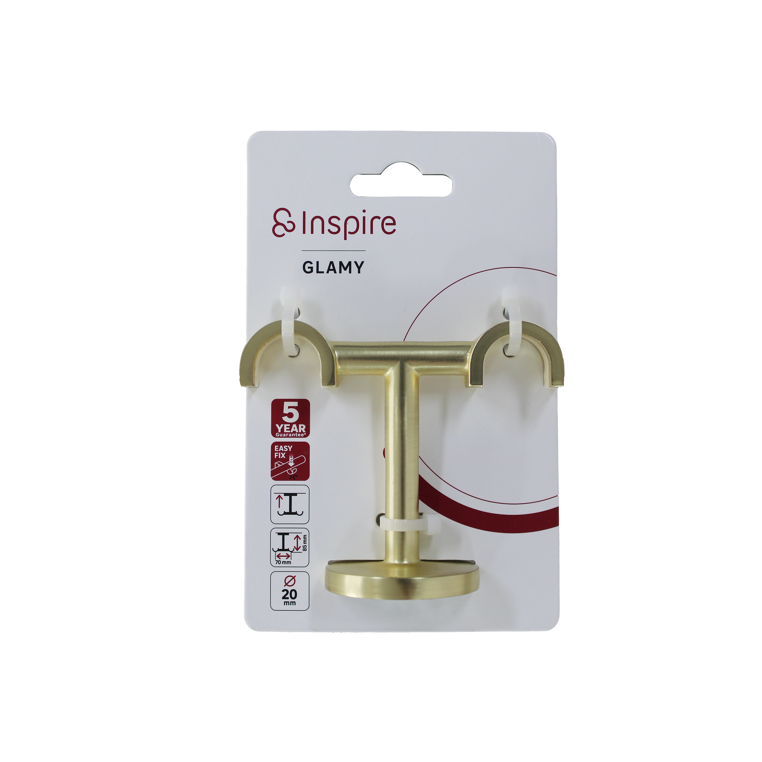 1 Soporte a techo para barra diámetro 20 mm Glamour INSPIRE aluminio oro mate cepillado 8.5 cm - 6