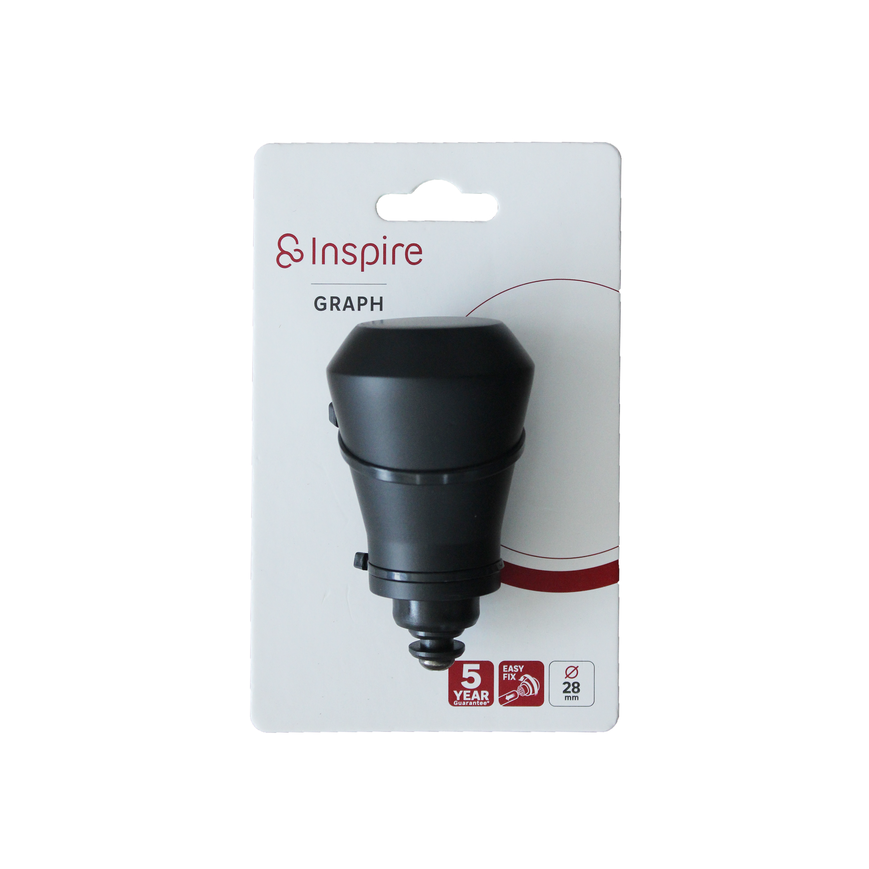 1 terminal para varão de cortina D28mm alumínio Graph preto mate Inspire preto - 4