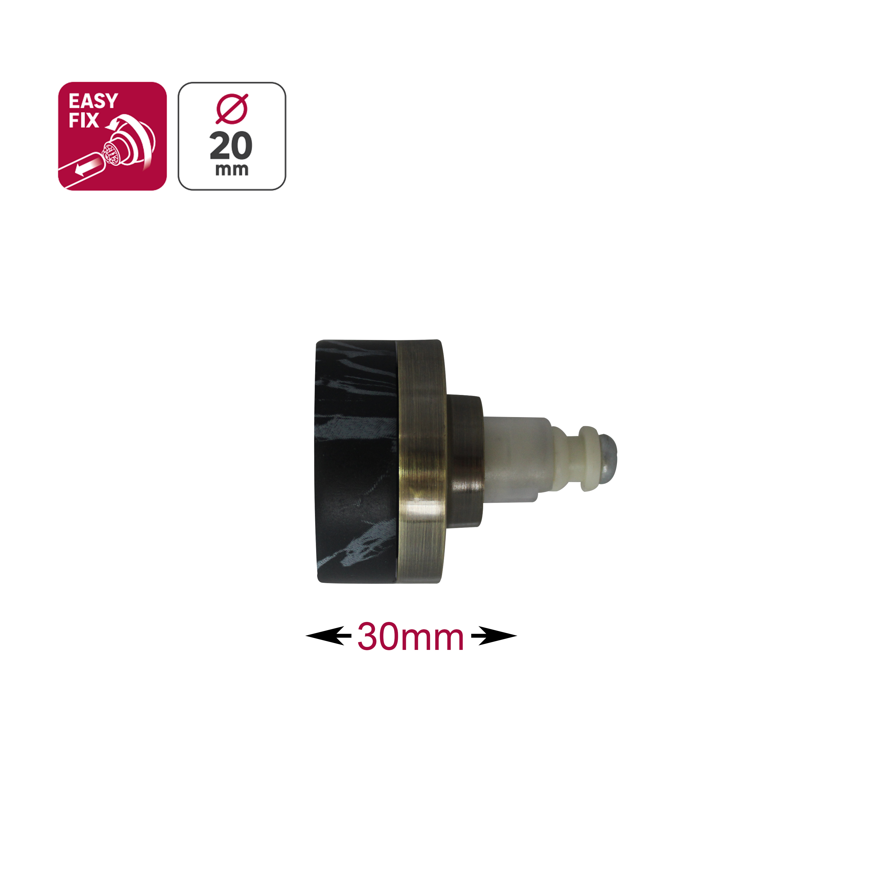2 Terminales para barra de cortina Neo cap cilindro Neoclassic INSPIRE resina bronce para barra diámetro 20 mm - 3