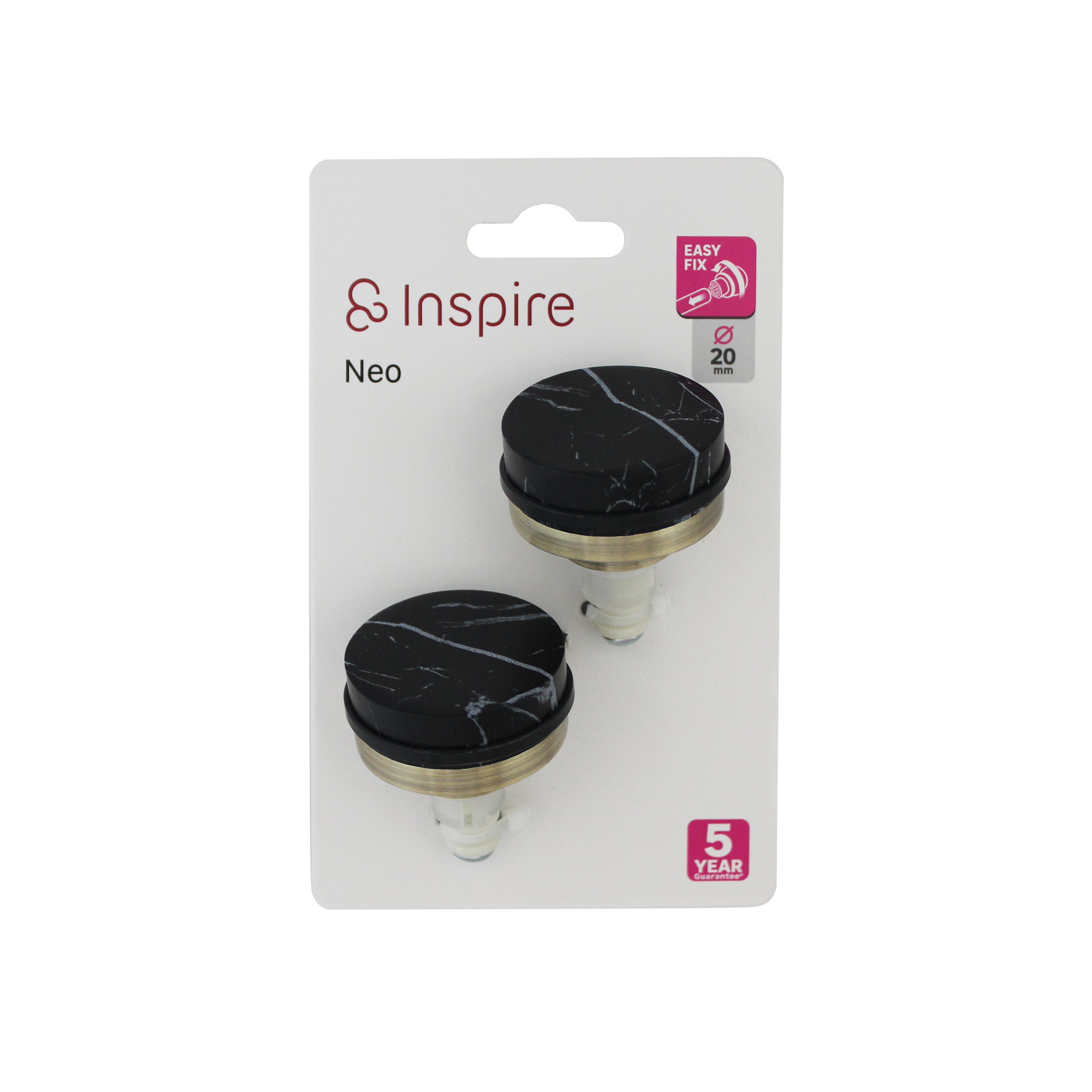 2 Terminales para barra de cortina Neo cap cilindro Neoclassic INSPIRE resina bronce para barra diámetro 20 mm - 5