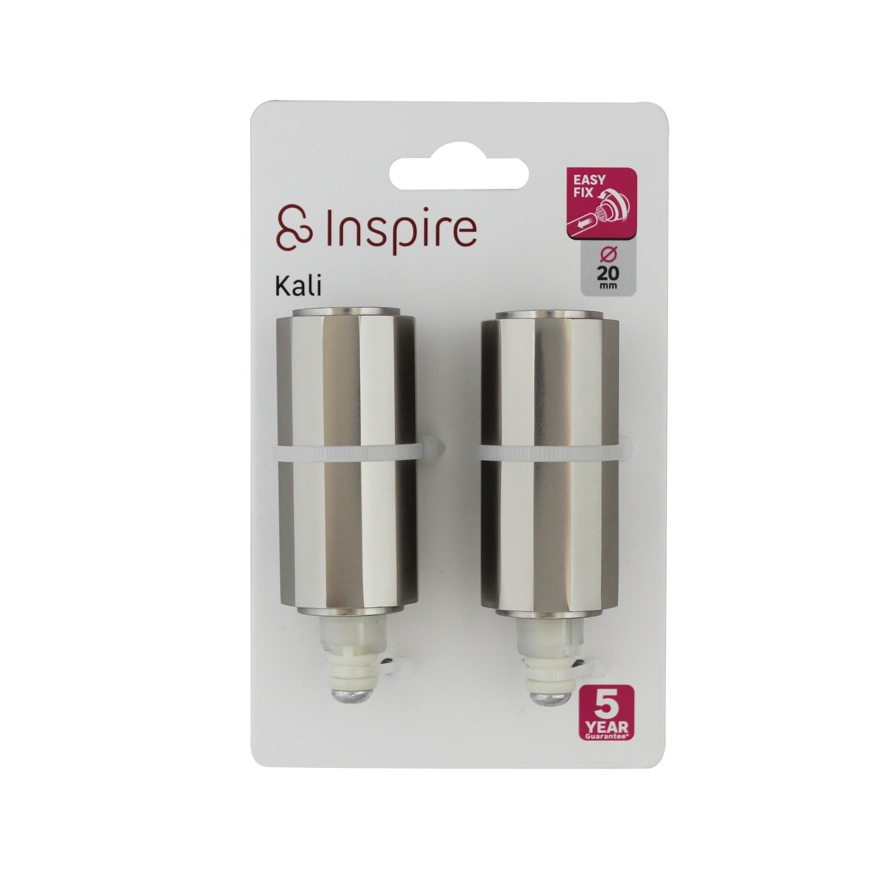 2 terminais para varão de cortina D20mm alumínio easyfix cromado mate Inspire cinza - 4