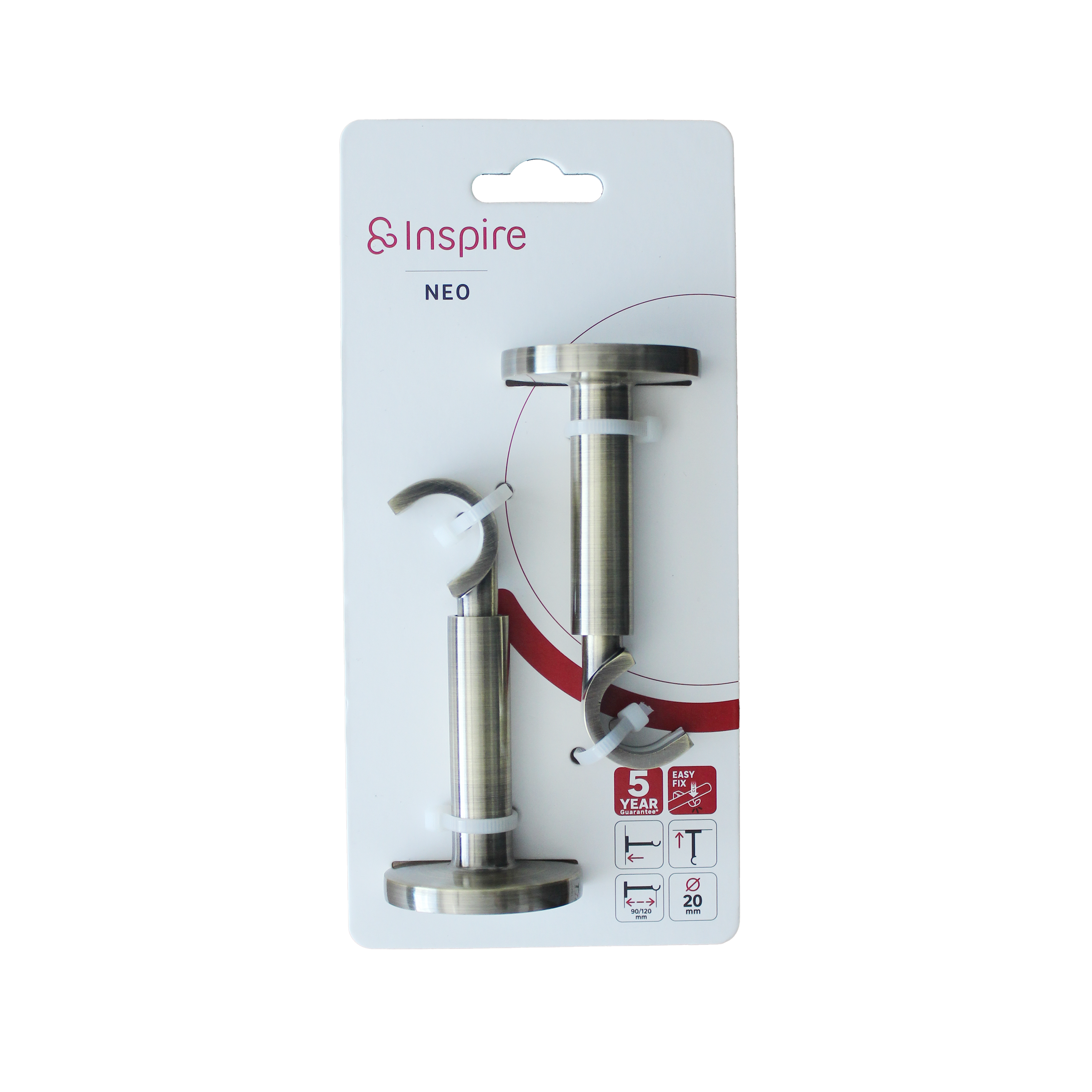 2 Soportes pared para barra diámetro 20 mm Neoclassic INSPIRE aluminio bronce envejecido extensible 12 cm - 6