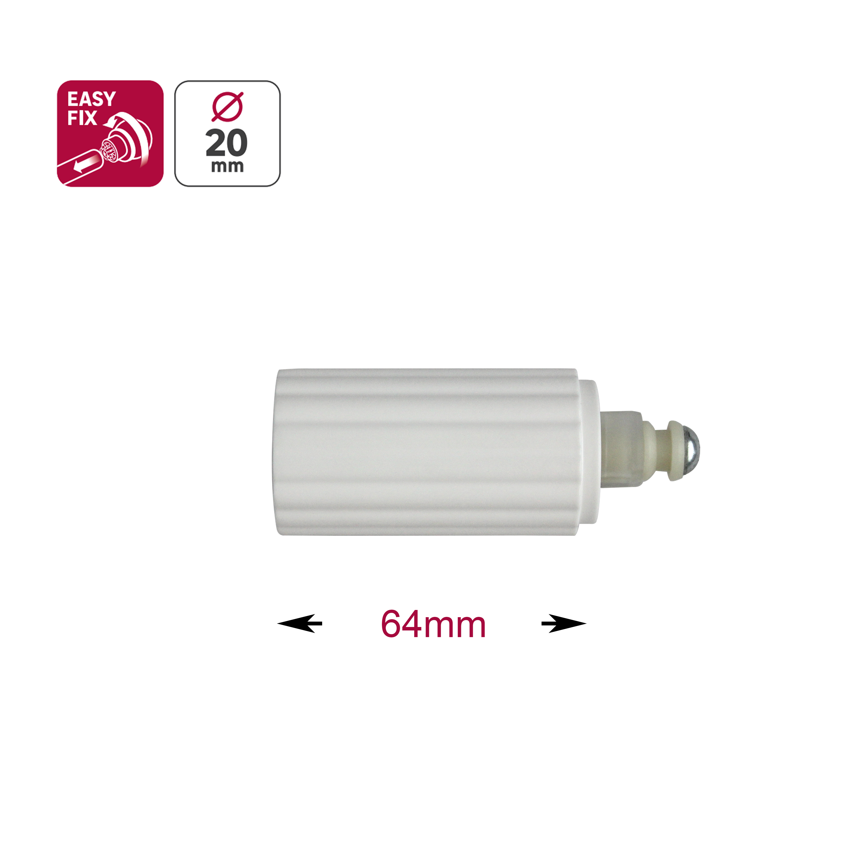 2 terminais para varão de cortina D20mm alumínio easyfix Inspire branco - 3