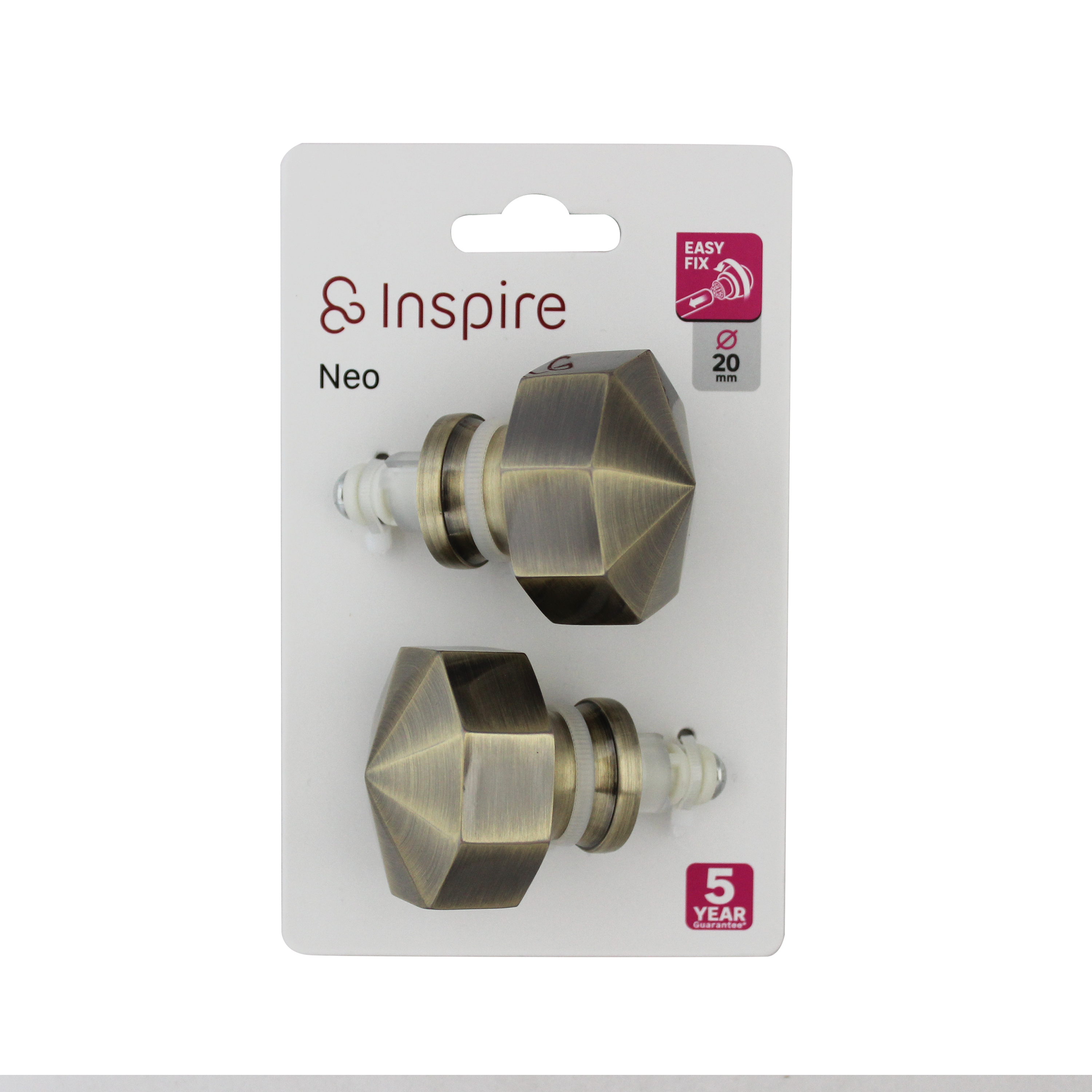 2 terminais para varão de cortina D20mm alumínio Neo bronze Inspire dourado - 4