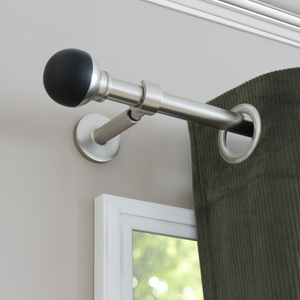InCasa Bastone Per Tenda In Alluminio Satinato Grigio - 140 Cm, Kit Completo Con Supporti, 22 Scivoli E Finali