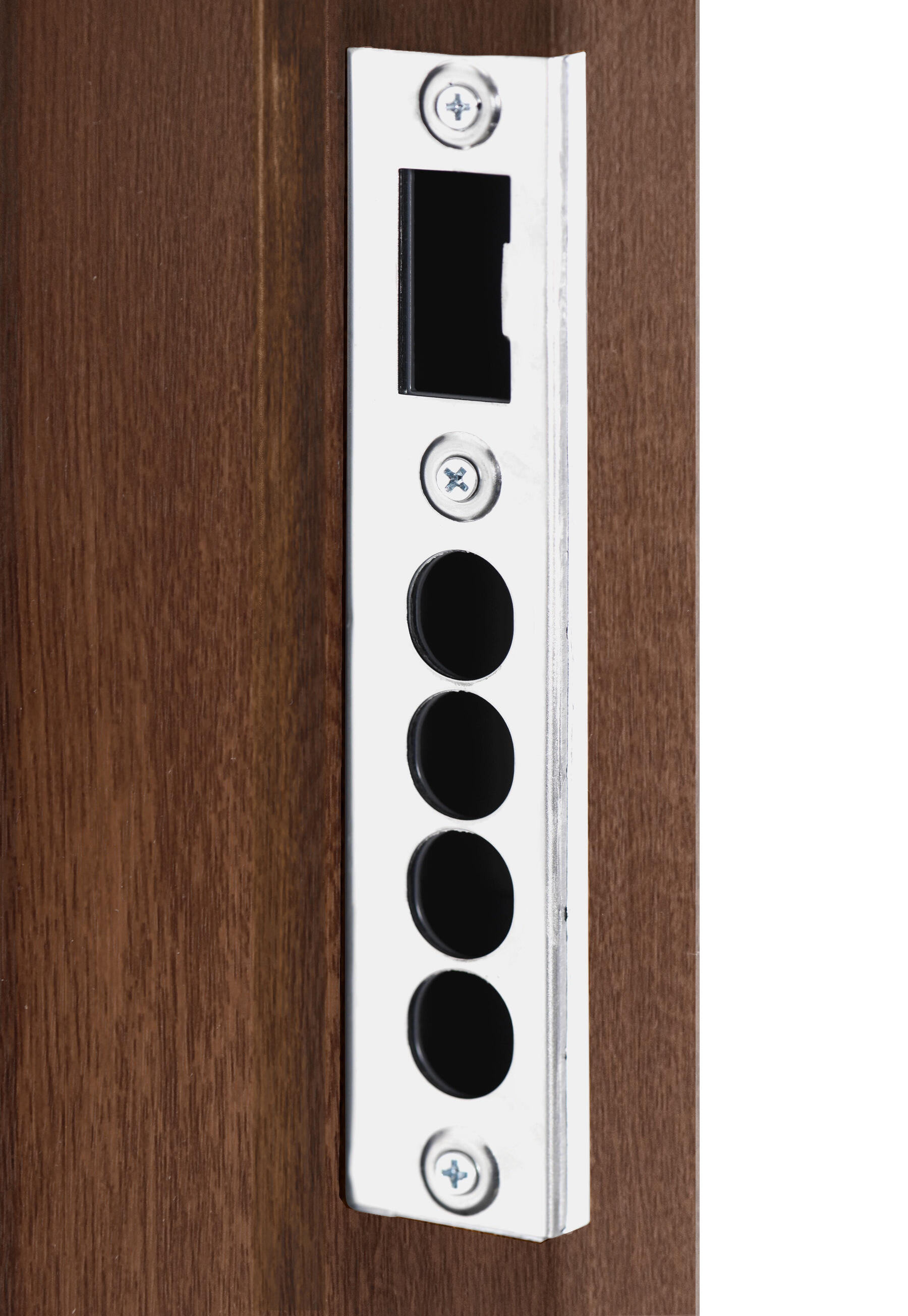 Puerta de entrada metálica Inserciones inox fresada nogal /interior liso nogal apertura izquierda 209x93cm - 7