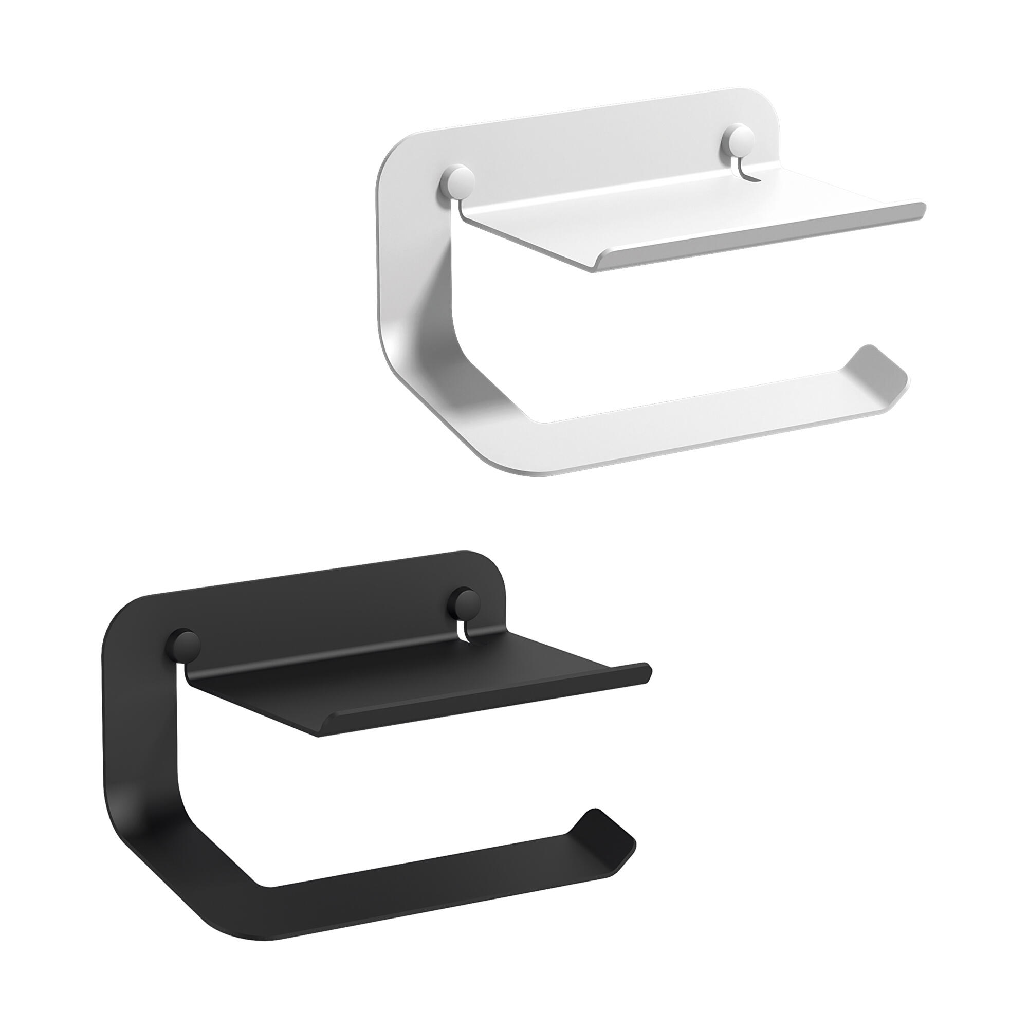 Portarrollos de papel higiénico Quick negro adheviso o para atornillar - 8