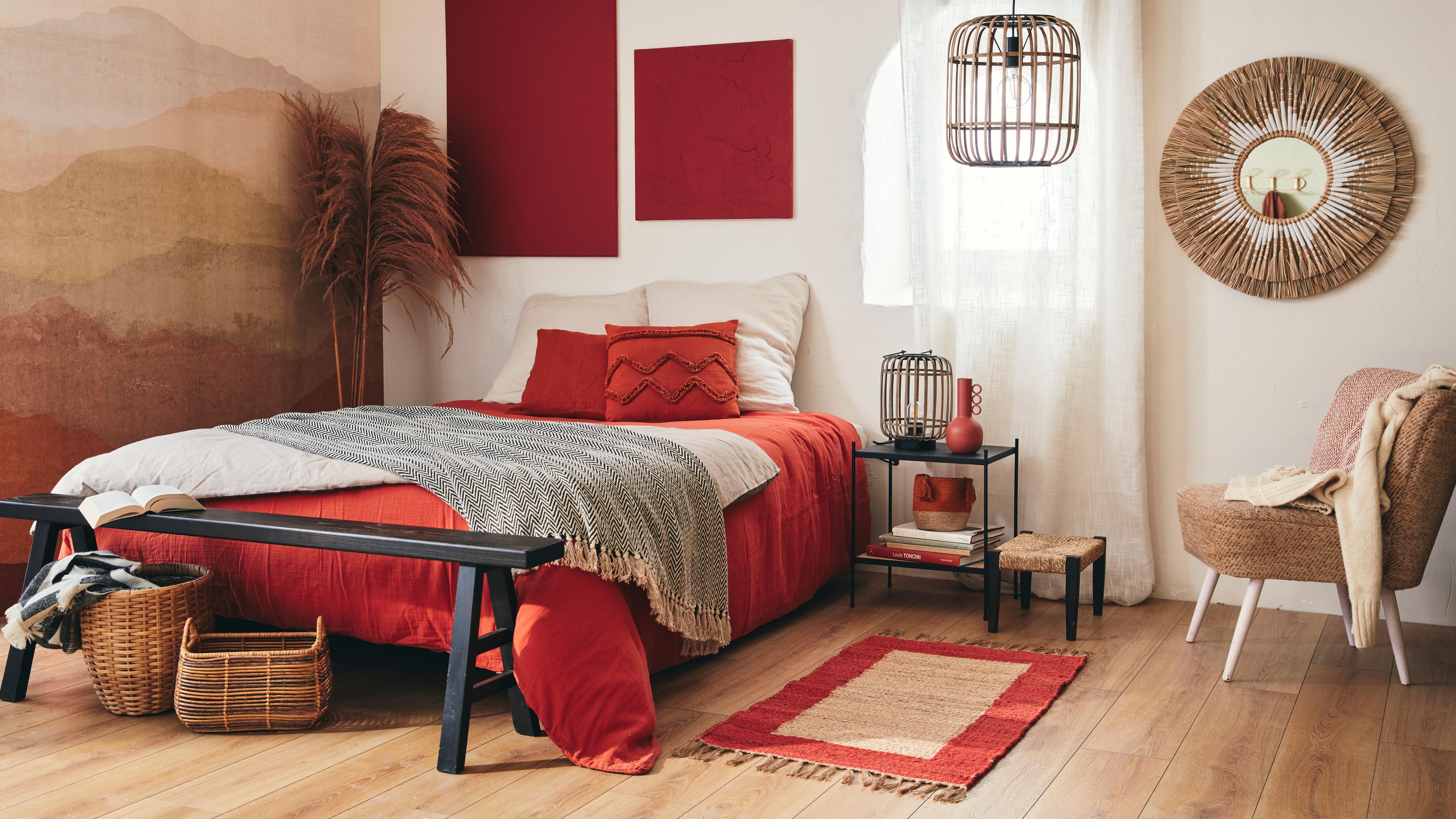 Scendiletto Baliko in juta, L 110 x L 60 cm, giallo/rosso - 2