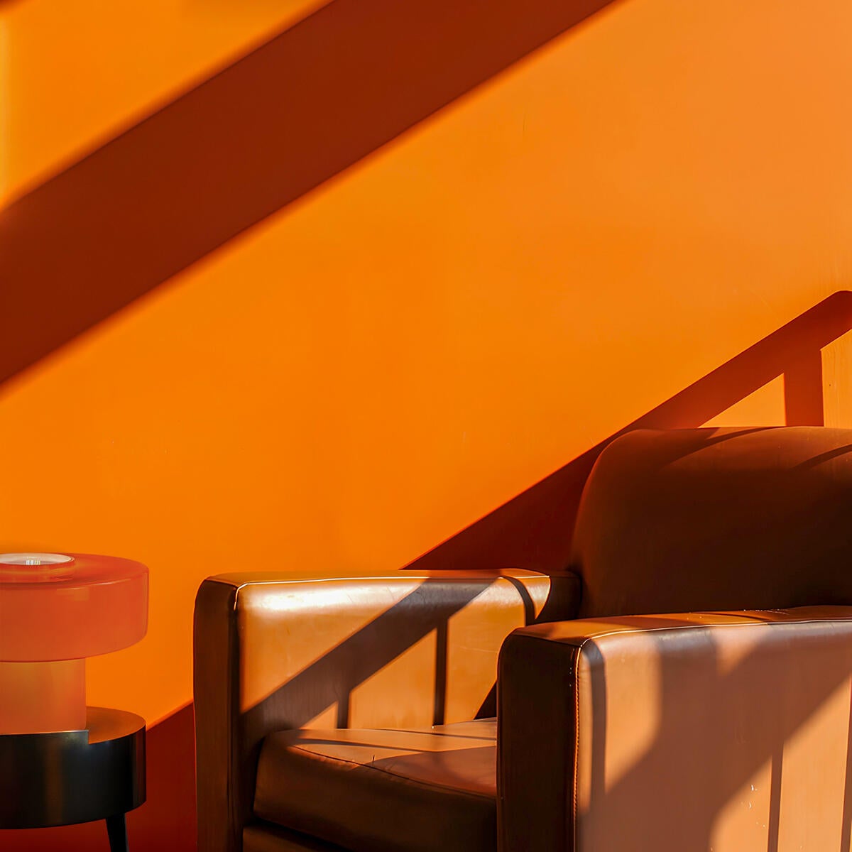 Lampe Foza, verre, orange, H.19 cm, E27 - 5