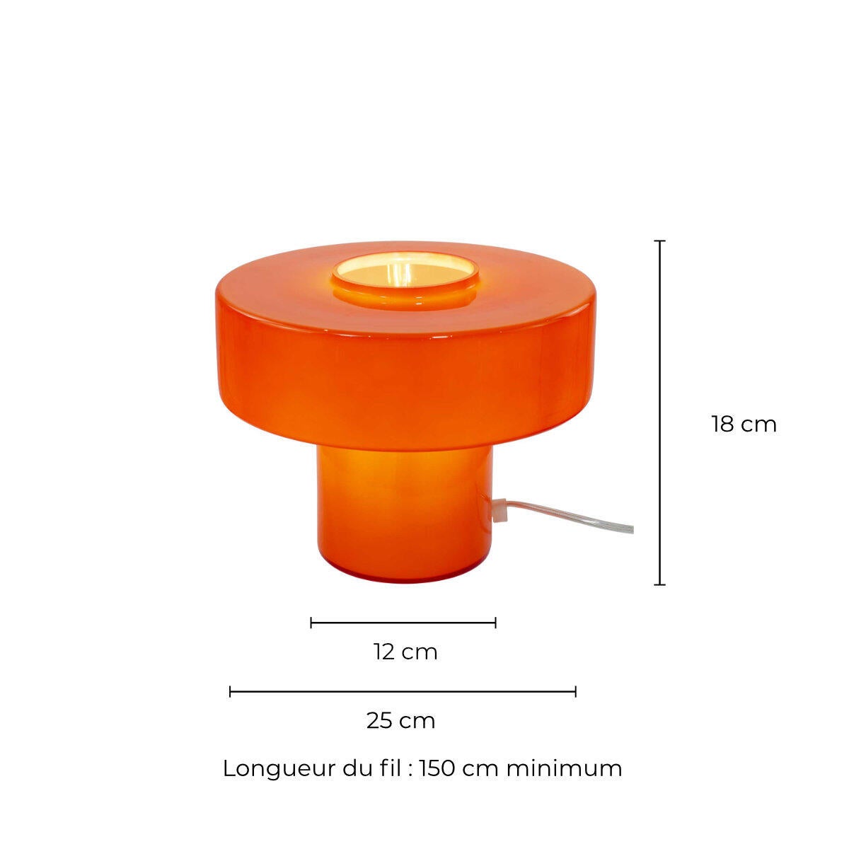 Lampe Foza, verre, orange, H.19 cm, E27 - 6