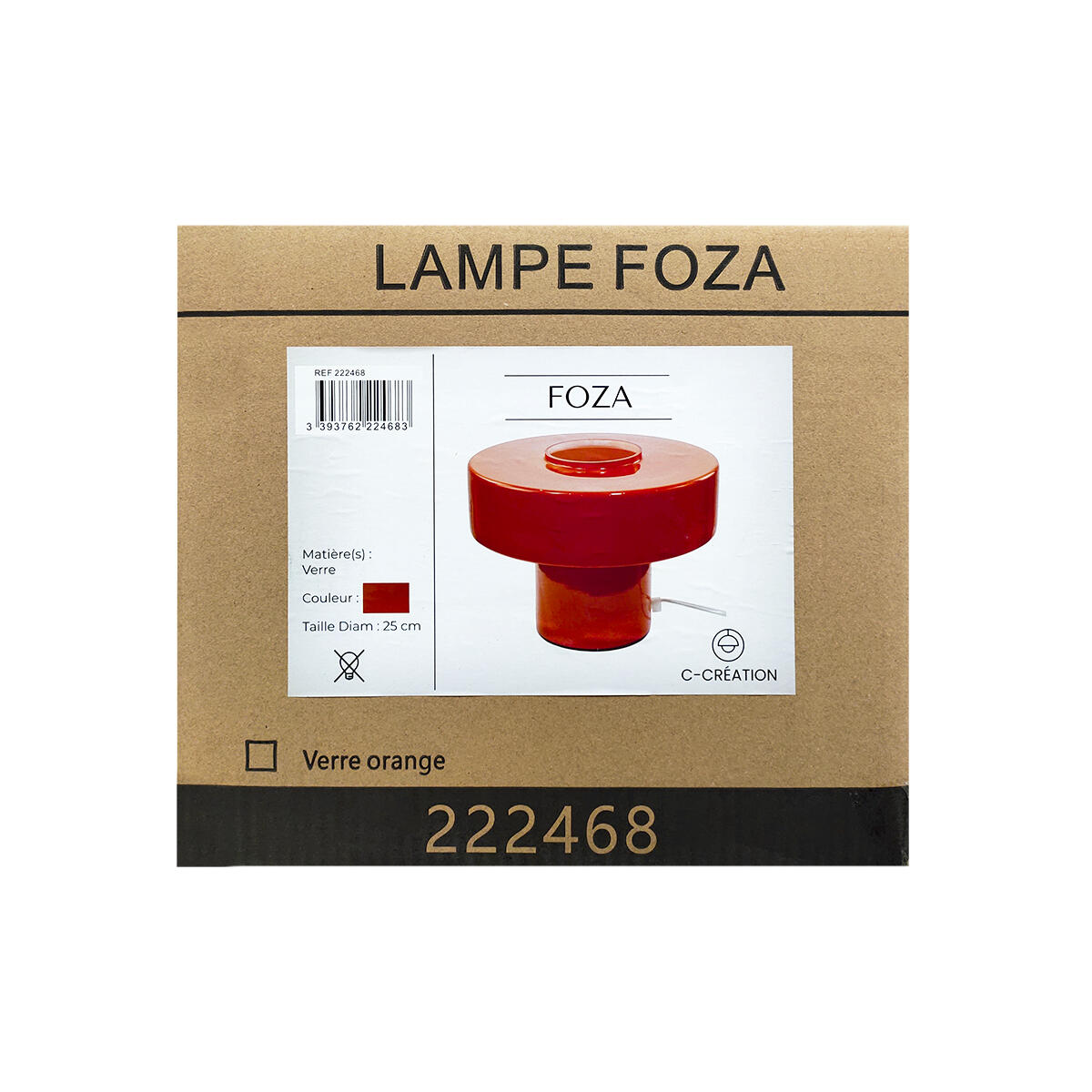 Lampe Foza, verre, orange, H.19 cm, E27 - 7