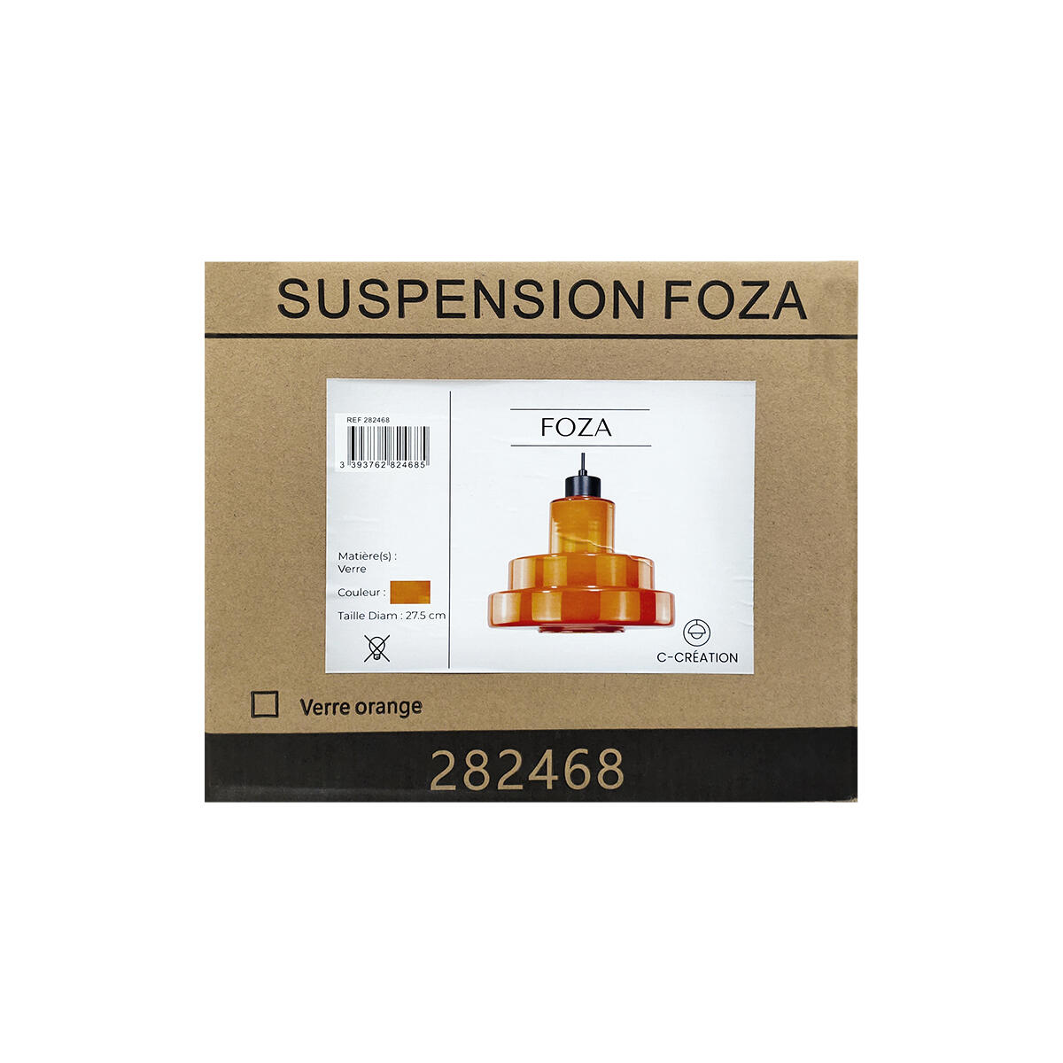 Suspension Foza verre, orange, Diam.27.5 cm, E27 - 7