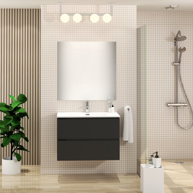 Mueble de baño con lavabo y espejo Taylor negro 80x54,5x46 cm