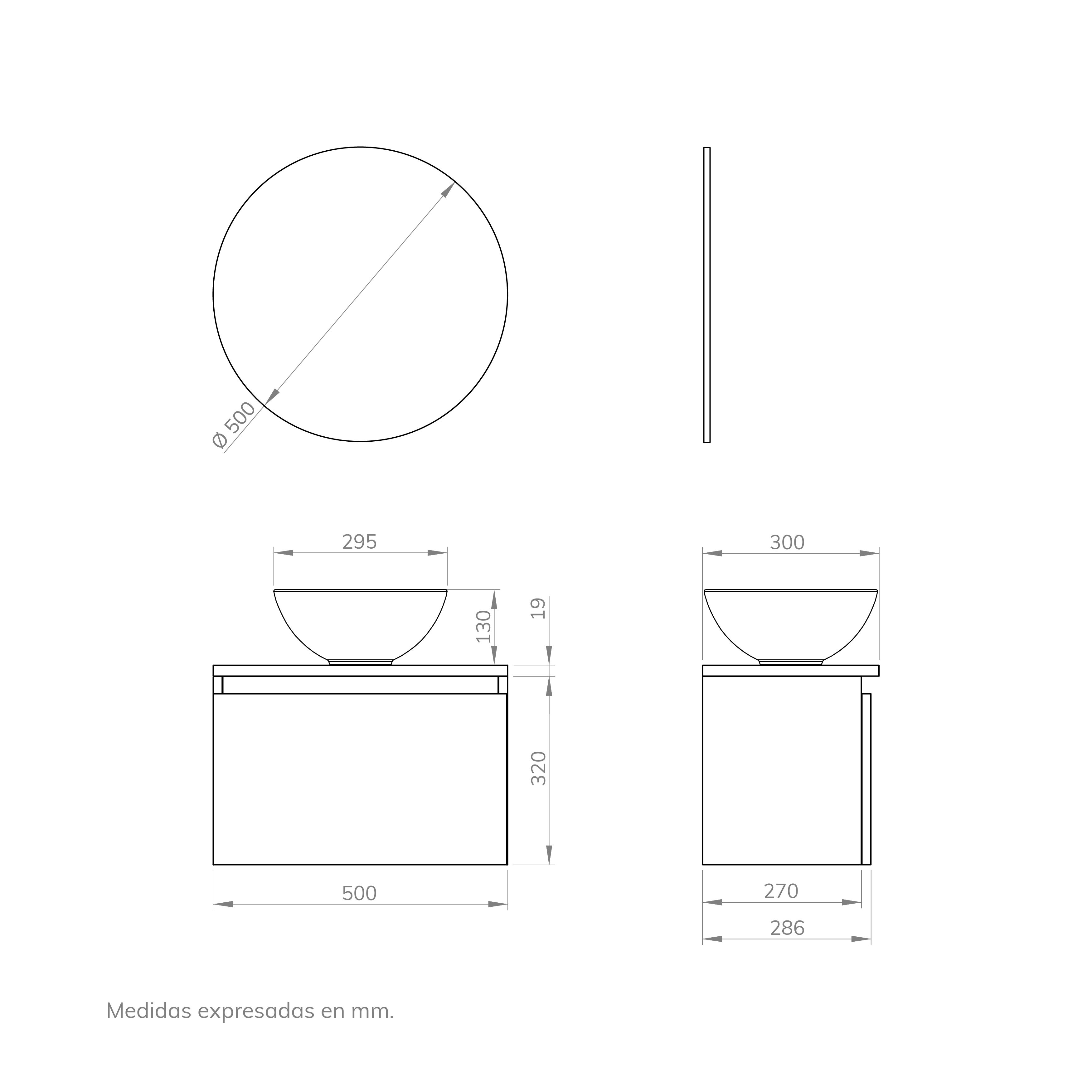 Mueble de baño con lavabo y espejo Nica nature 50x32x28,6 cm - 6