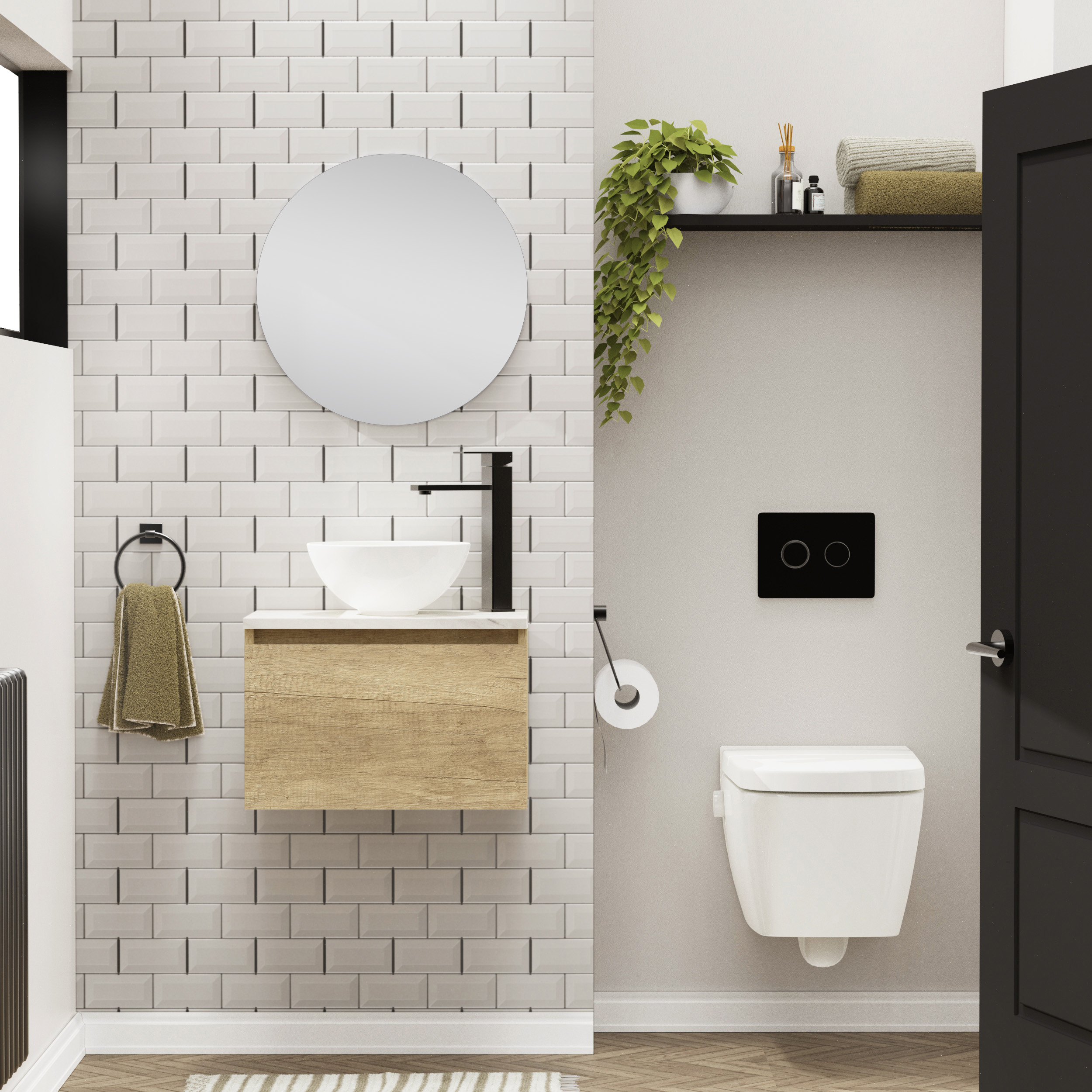 Mueble de baño con lavabo y espejo nica nature 50x32x28,6 cm