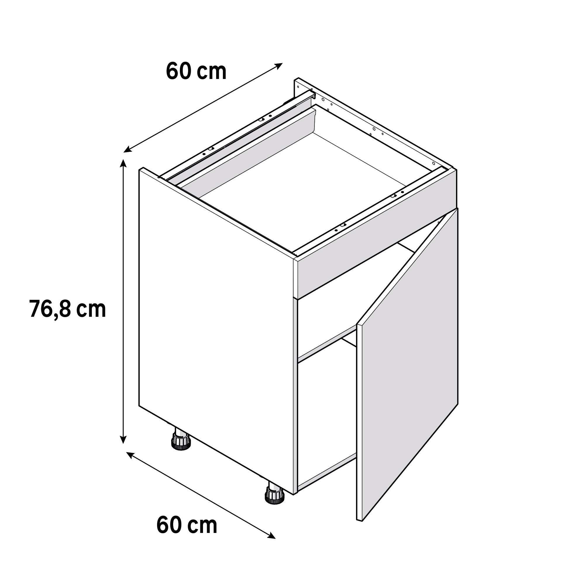 Szafka kuchenna stojąca z szufladą kompletna Tokyo 60 cm biały połysk Delinia iD - 2