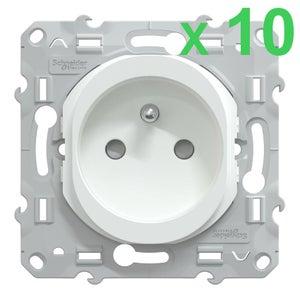 Lot de 10 prises avec terre à assembler Ovalis, SCHNEIDER ELECTRIC, blanc