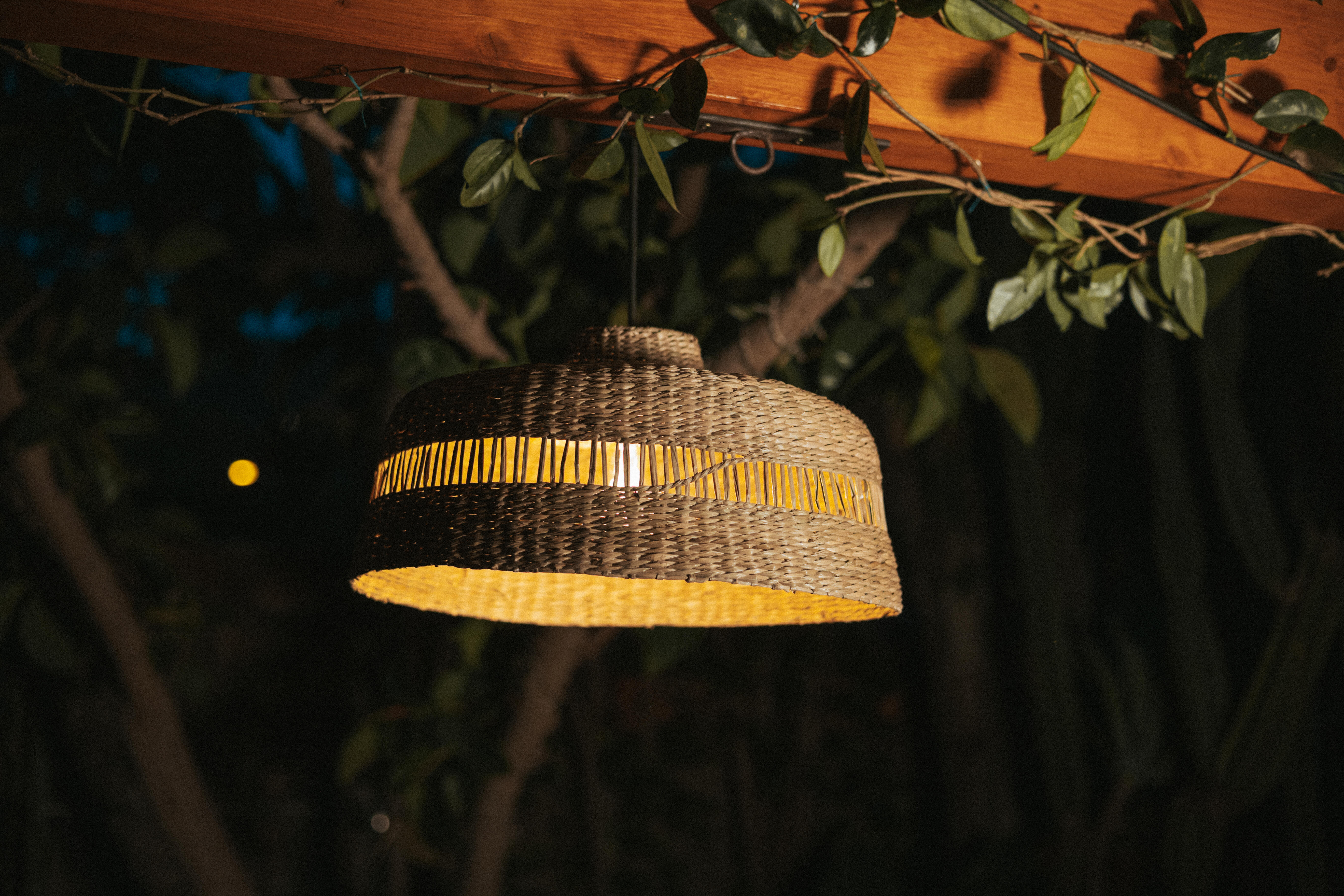 Lámpara de techo colgante de exterior de mimbre marrón 1 luz E27 INSPIRE Cambril 45 cm - 23