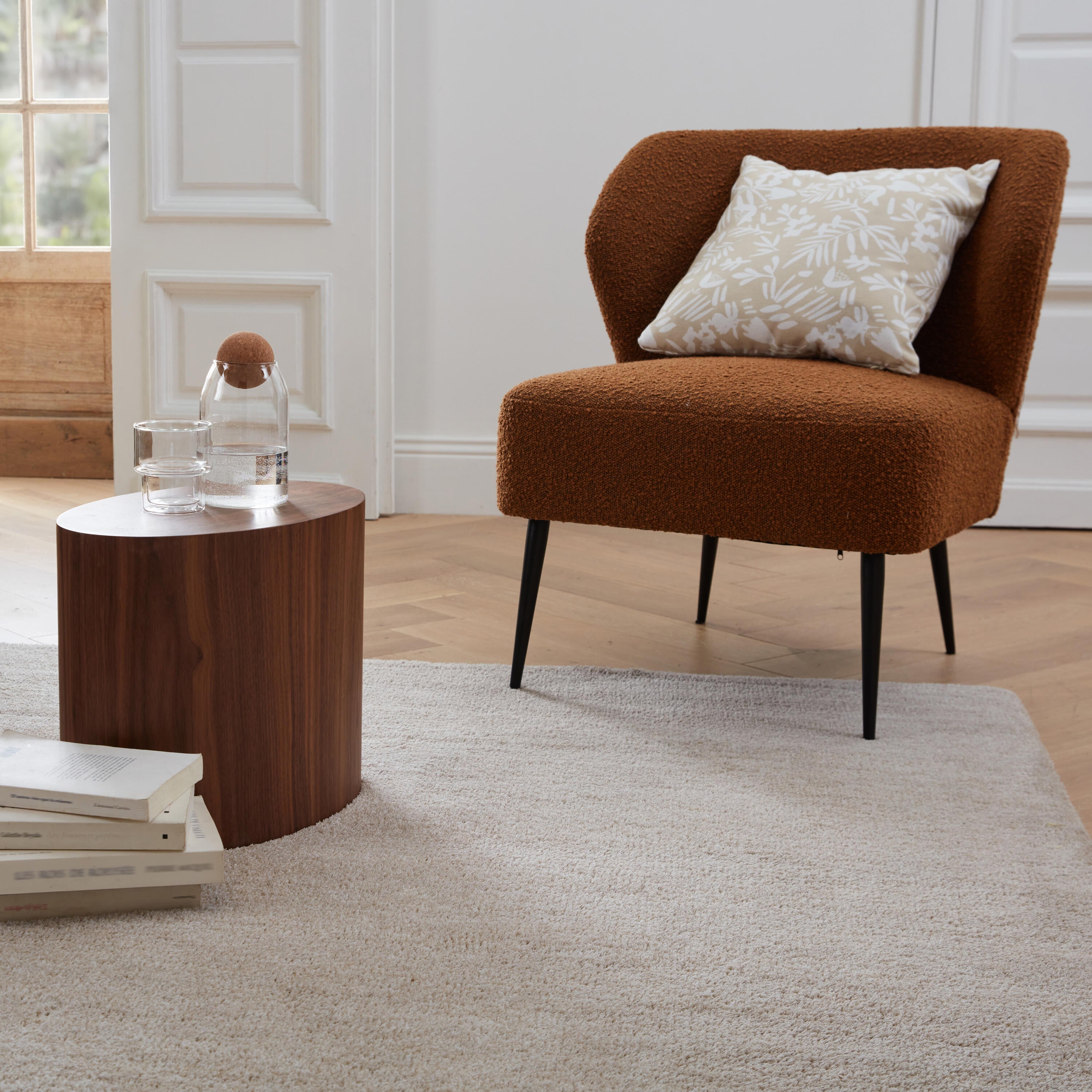 Alfombra  poliéster pelo medio INSPIRE base antideslizante Enzol liso beige paper  lavable en lavadora 200x290cm - 8