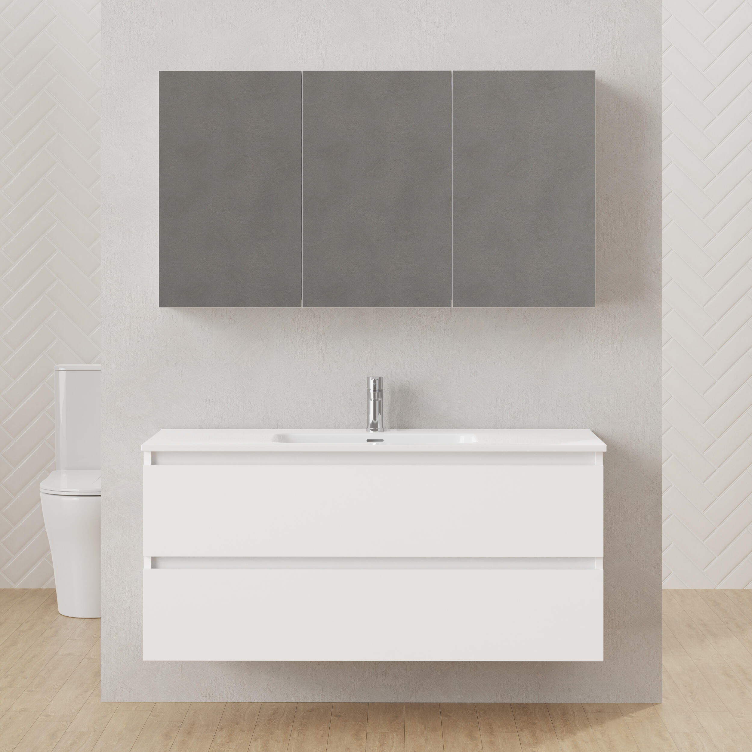 Mueble de baño con lavabo y espejo moon blanco 120x54,5x46 cm