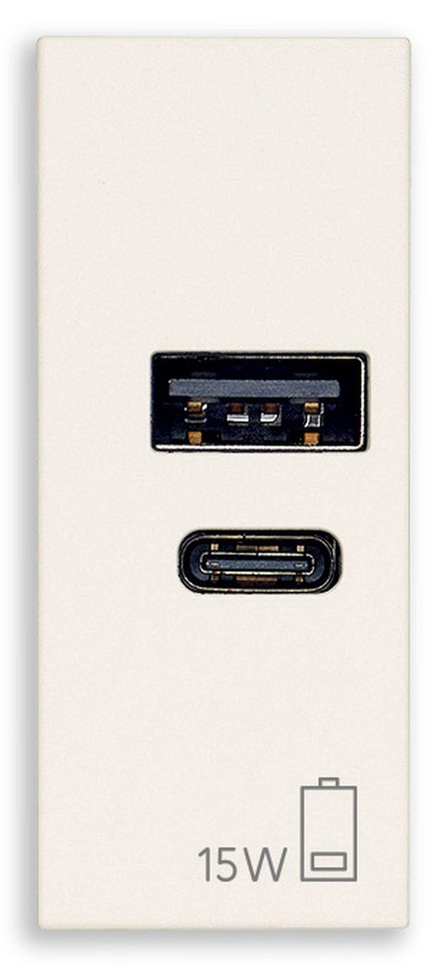 Presa USB 5V 2,1A 1 Porta - Compatibile Con Vimar Plana, Modulare, 1 Pezzo