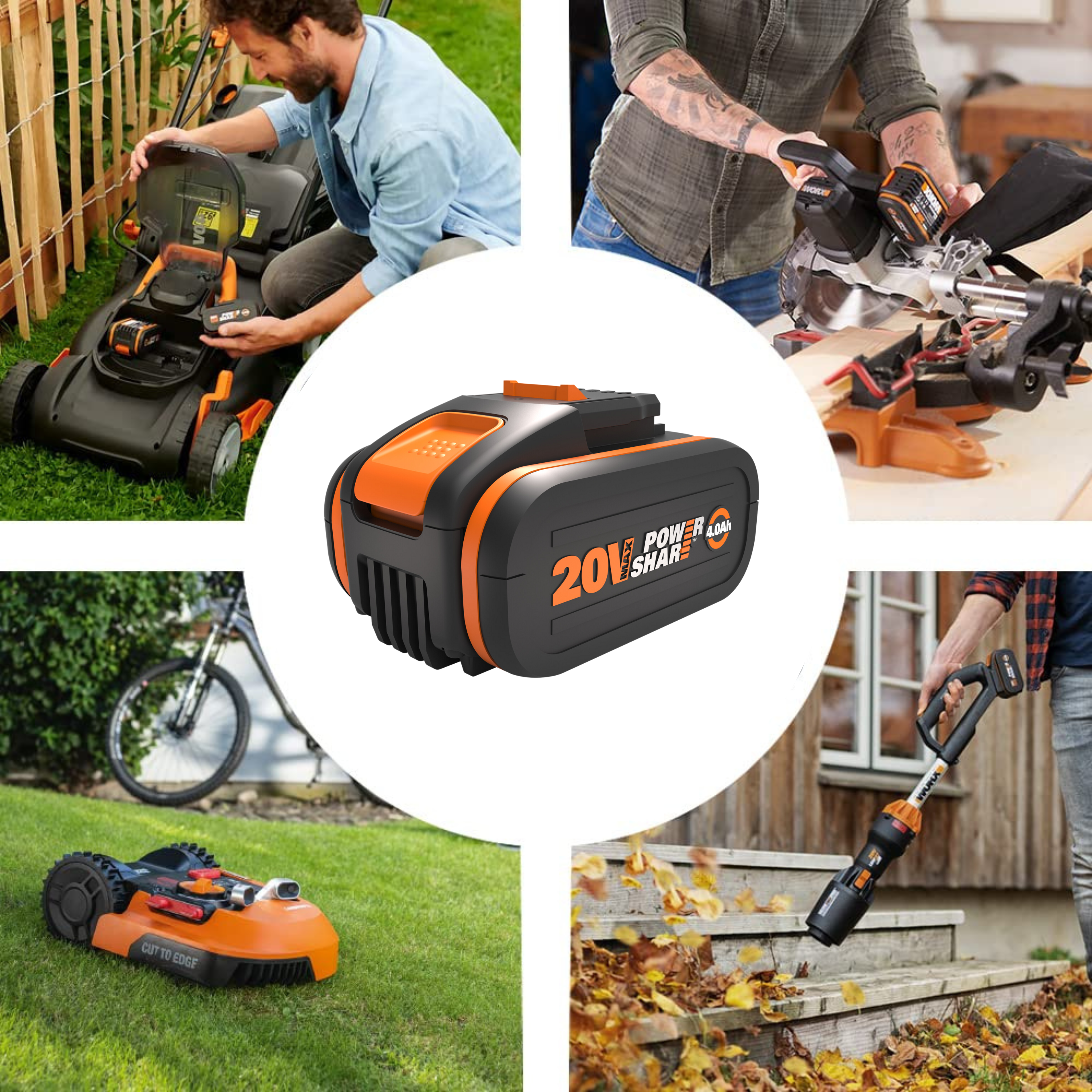 Lot Batterie Powershare 20V, 4Ah + Chargeur WORX - WA3604 (pour outils Worx 20V) - 6