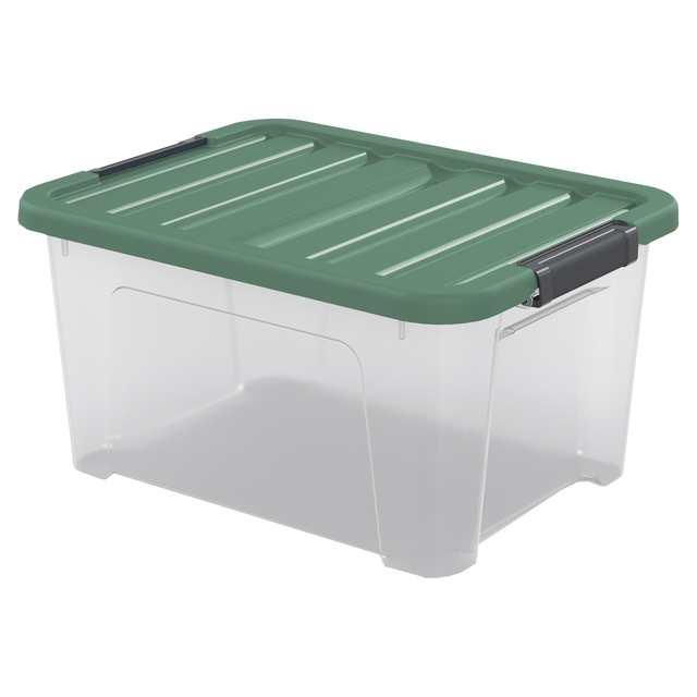 Boîte recyclée SPACEO vert / transparent, 23L, H.23 x l.45 x P.34 cm