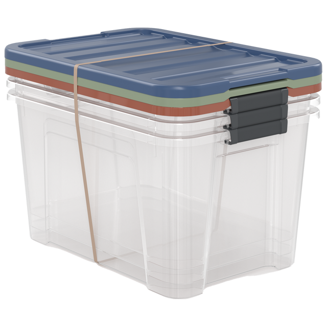 Conjunto 3 caixas de arrumação PVC multicor 44L 55,5x39x30,5 cm Spaceo
