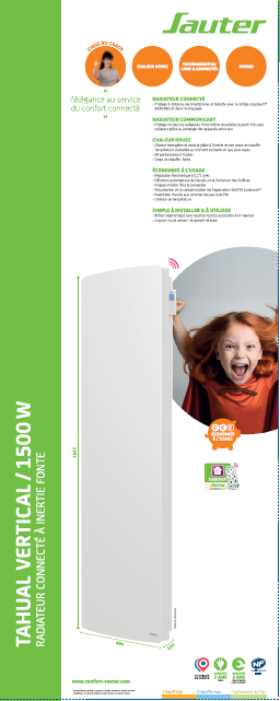 Radiateur électrique connecté à inertie sèche Tahual 2000 W SAUTER - 7