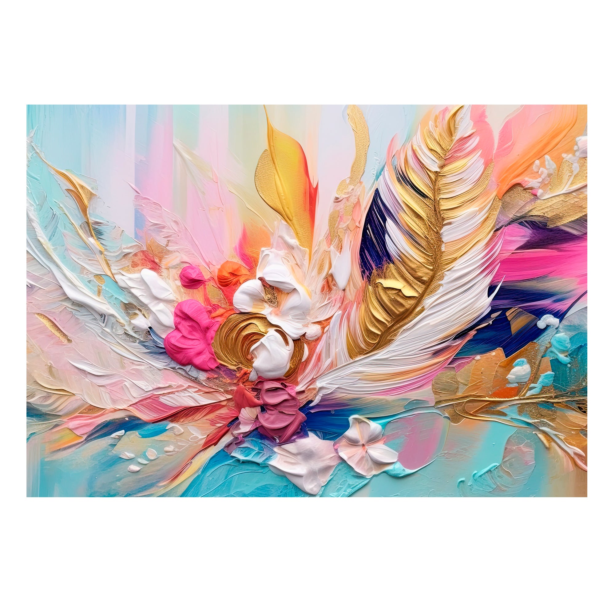 Canva decorativa  FLORES dorado 70x100 cm multicolor - 8