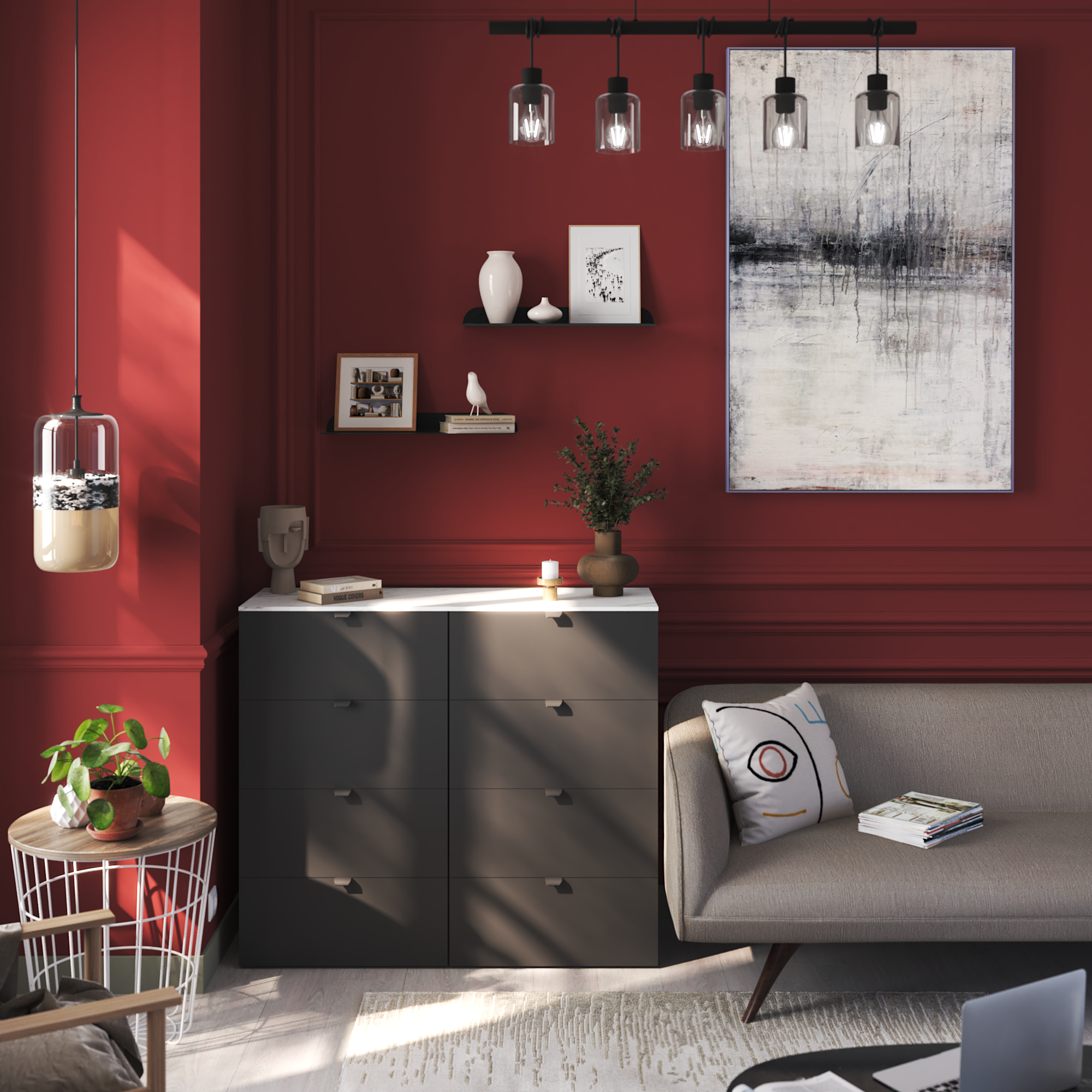 Mensola a muro Black SPACEO a l in acciaio L 60 x P 20 cm nero - 2