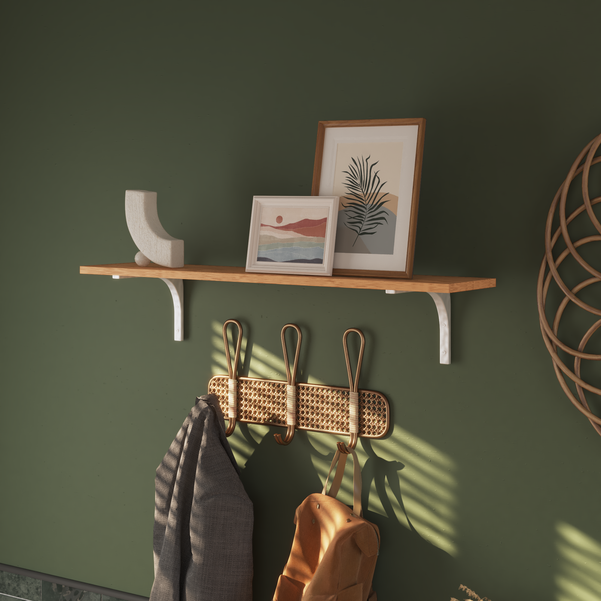 Etagère murale effet chêne, L.90 cm x P.18 cm, Ep.1.8 cm - 2