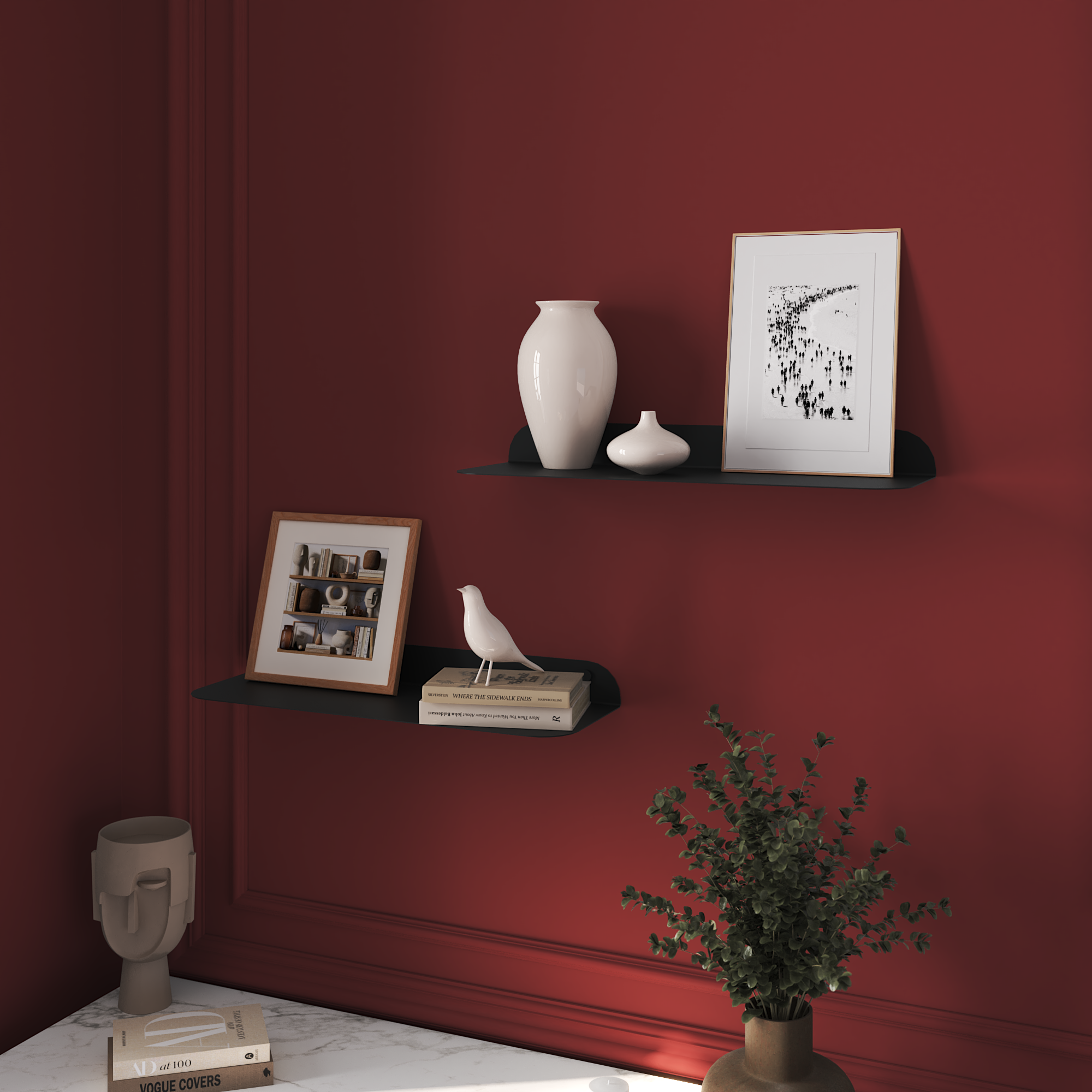 Mensola a muro Black SPACEO a l in acciaio L 60 x P 20 cm nero - 3