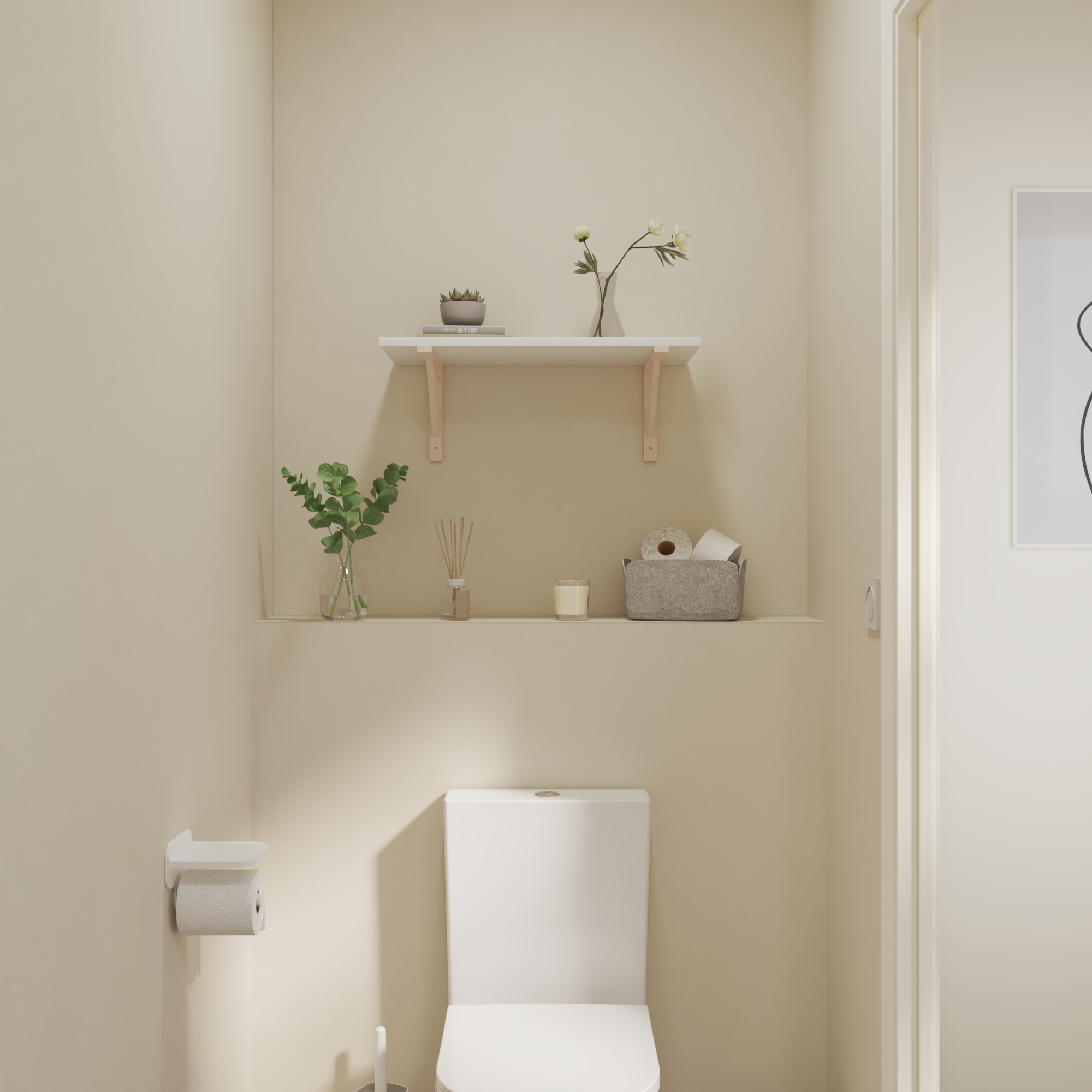 Etagère murale blanche, L.60 cm x P.28 cm, Ep.1.8 cm - 6