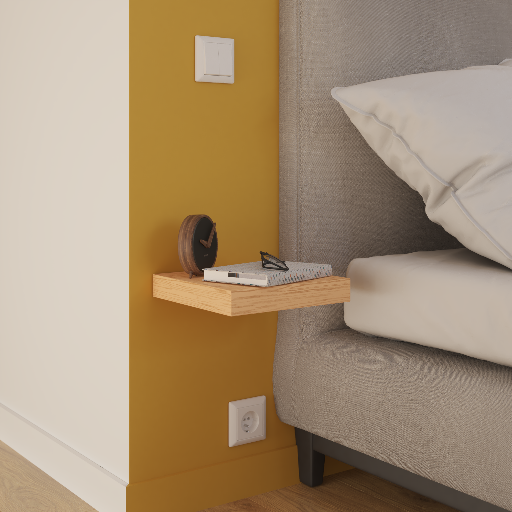 Estante de pared de madera mdf Spaceo cuadrado en color roble de 23.5x23.5 cm - 5