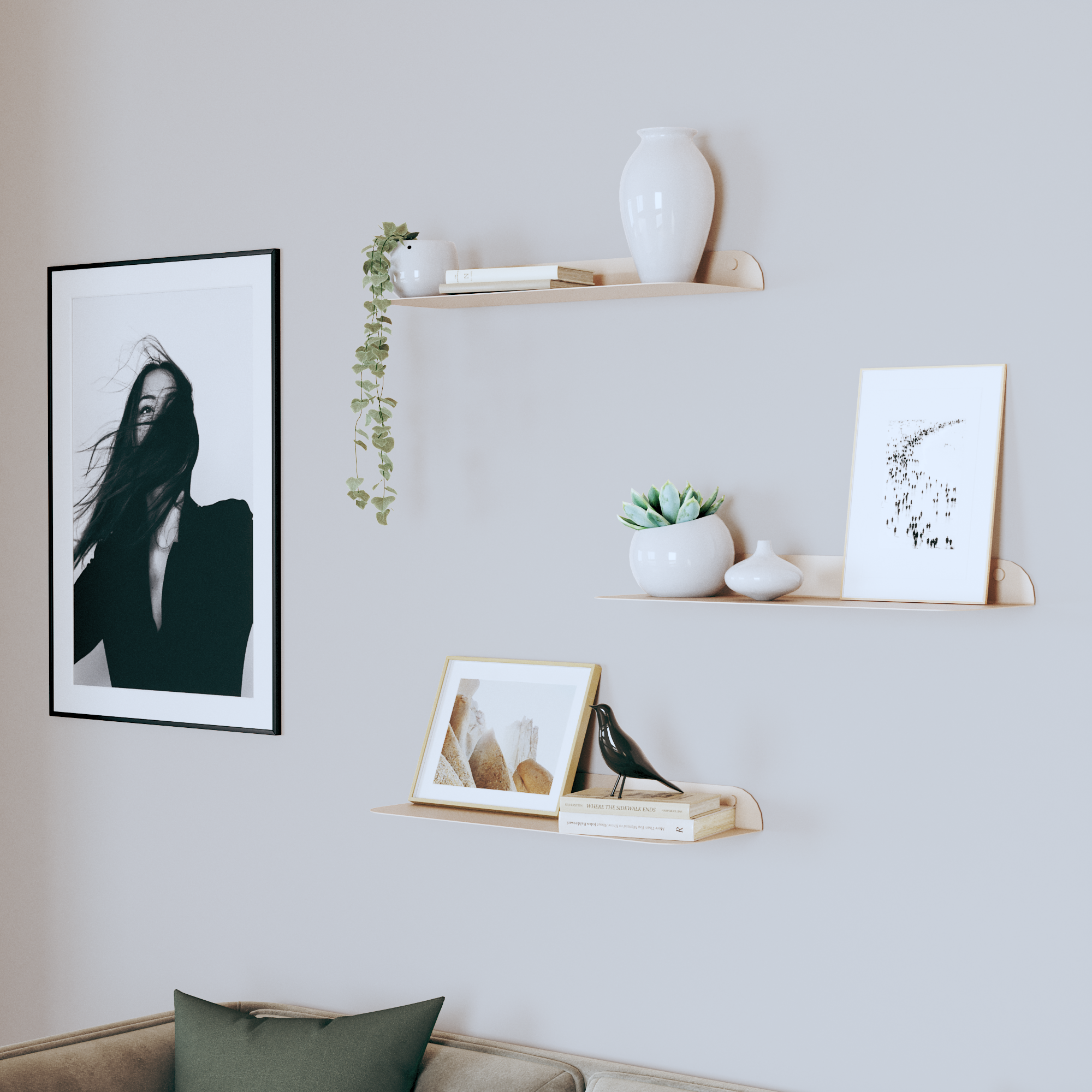 Mensola a muro Bistro SPACEO a l in acciaio L 60 x P 20 cm rosa cipria - 7